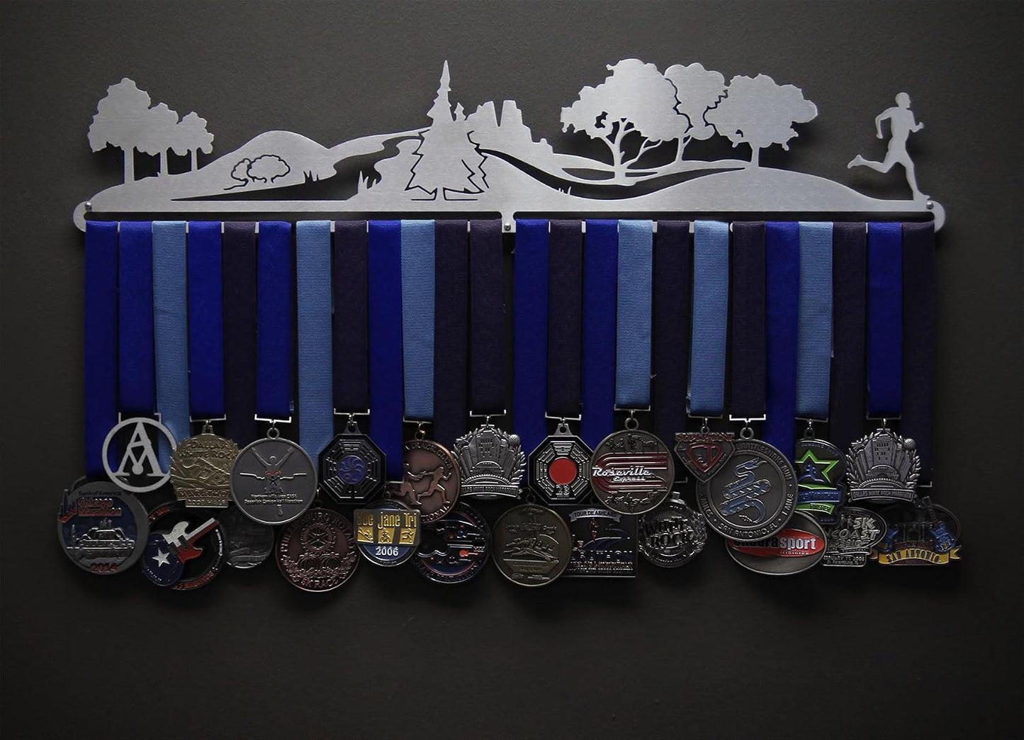 Allied Medal Hangers - Trailscape - Male or Female Runner - Multiple Variations Offered - Sports Awards Holder Display