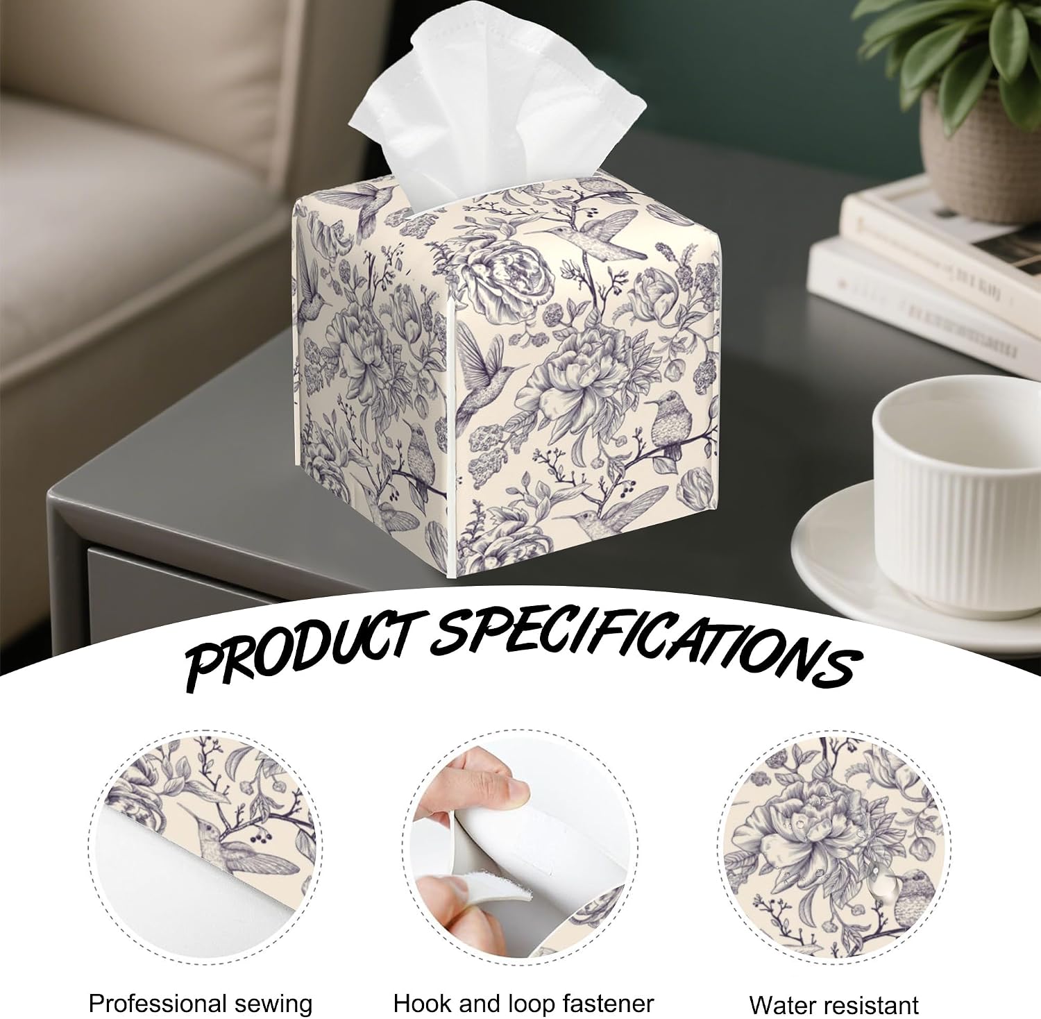 Tissue Box Cover / Vintage Flowers