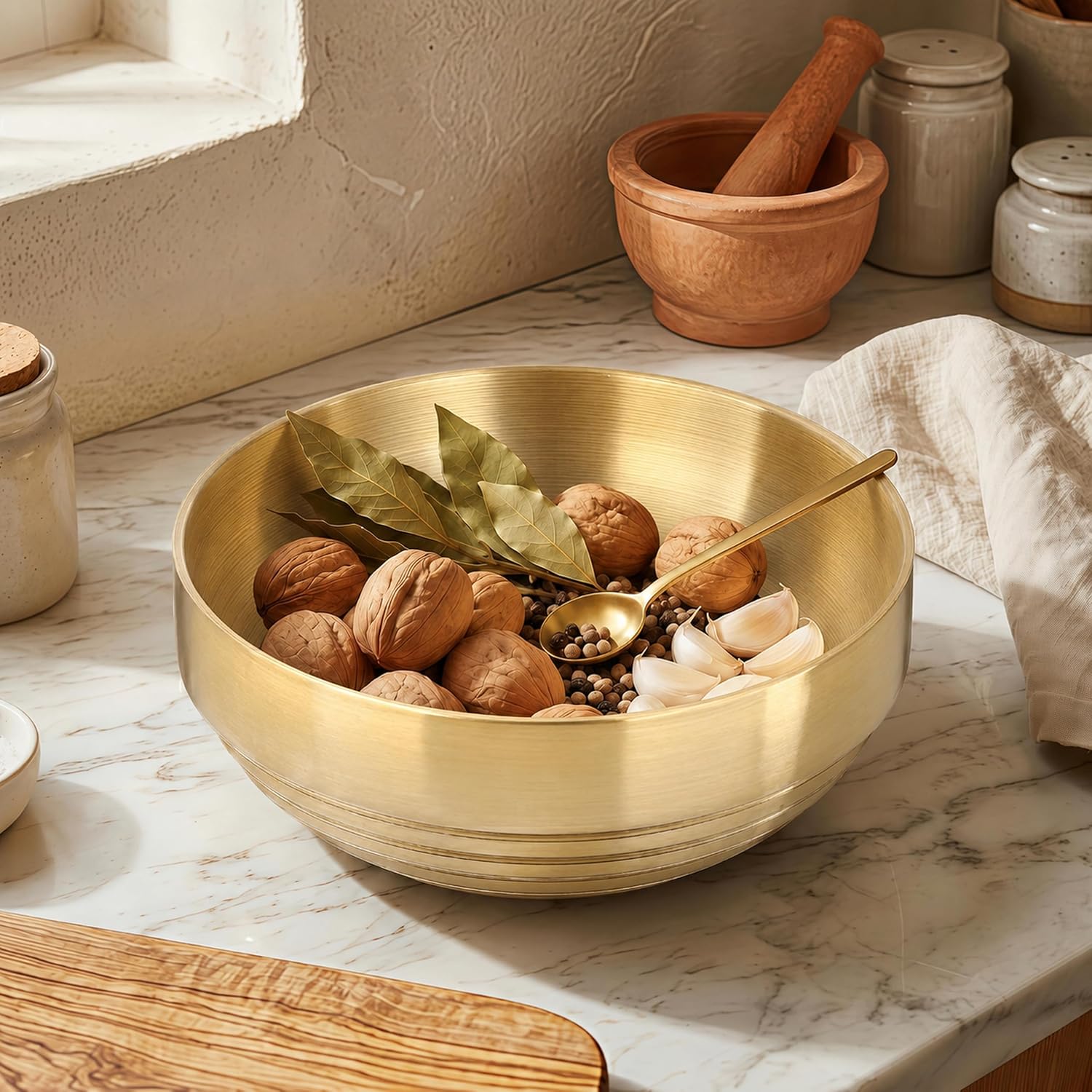 Catch All Bowl & Key Holder Tray / Gold / 7.4 Inch / Set of 2
