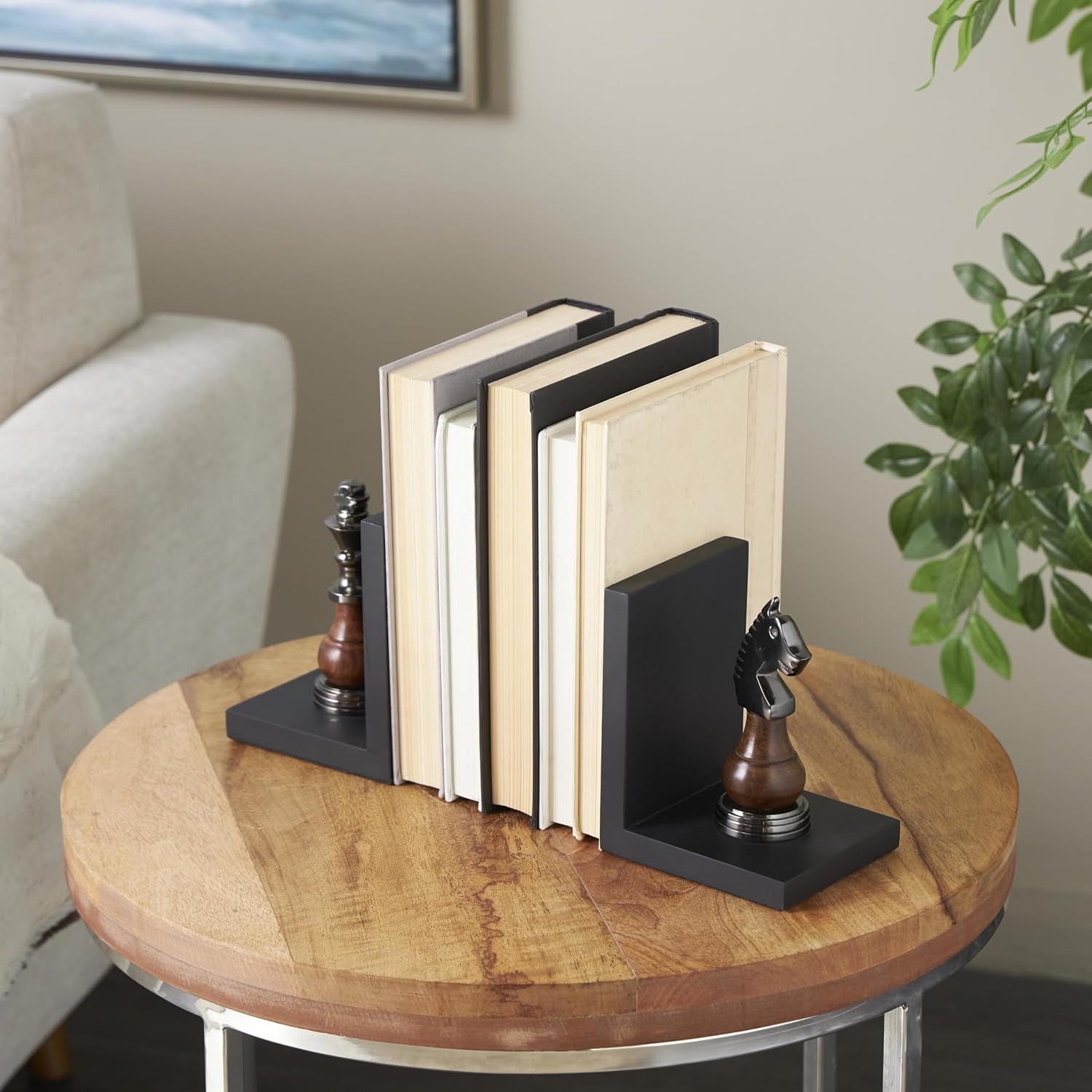 Aluminum Metal Chess Decorative Bookends Non Skid Bookends / 4"w, 6"H / Set of 2