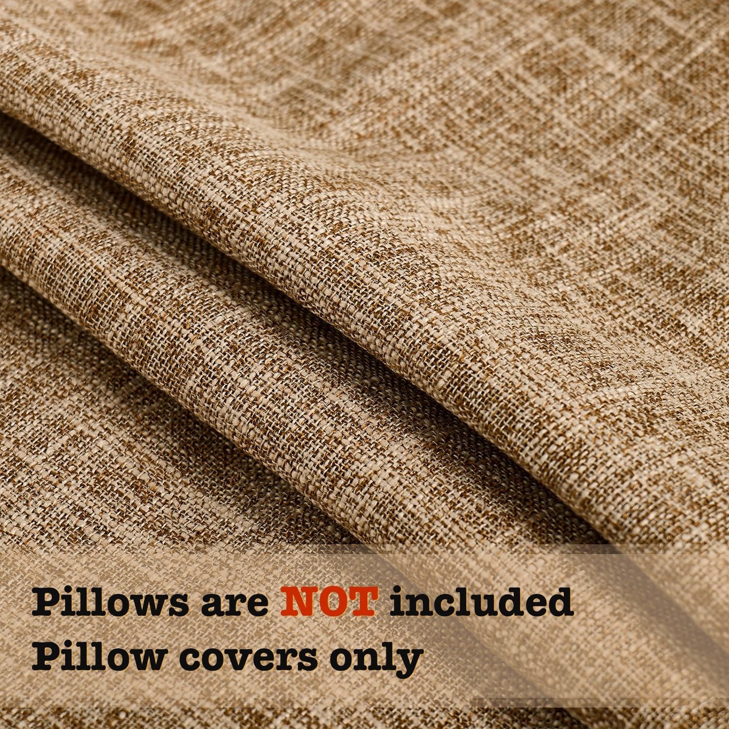 Faux Linen Pillow Covers / Khaki / 18 x 18 / Set of 2