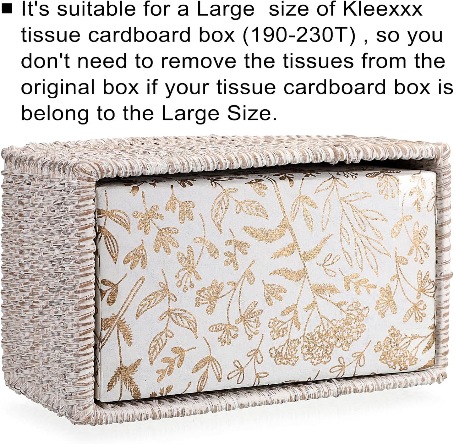 Wicker Decorative Tissue Holder / Large / Whitewash