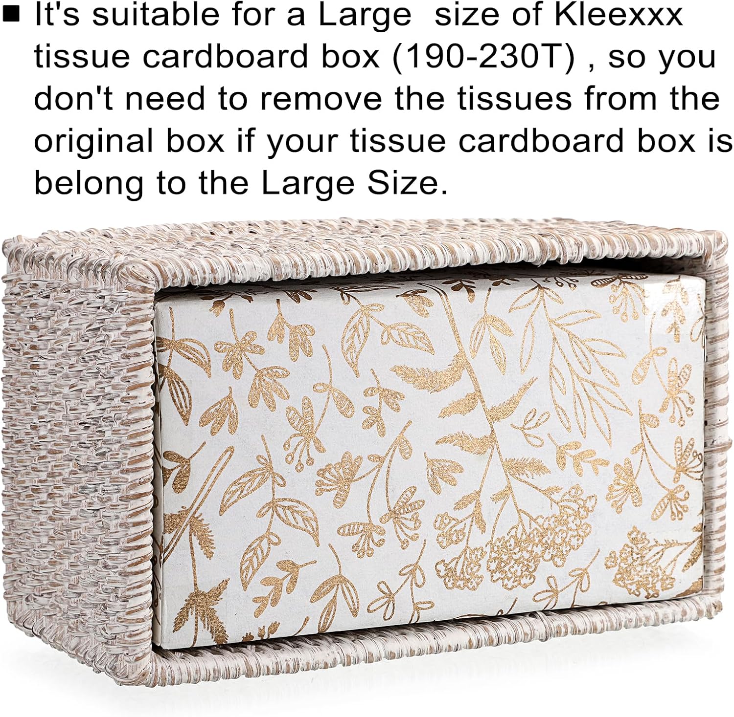 Wicker Decorative Tissue Holder / Large / Whitewash
