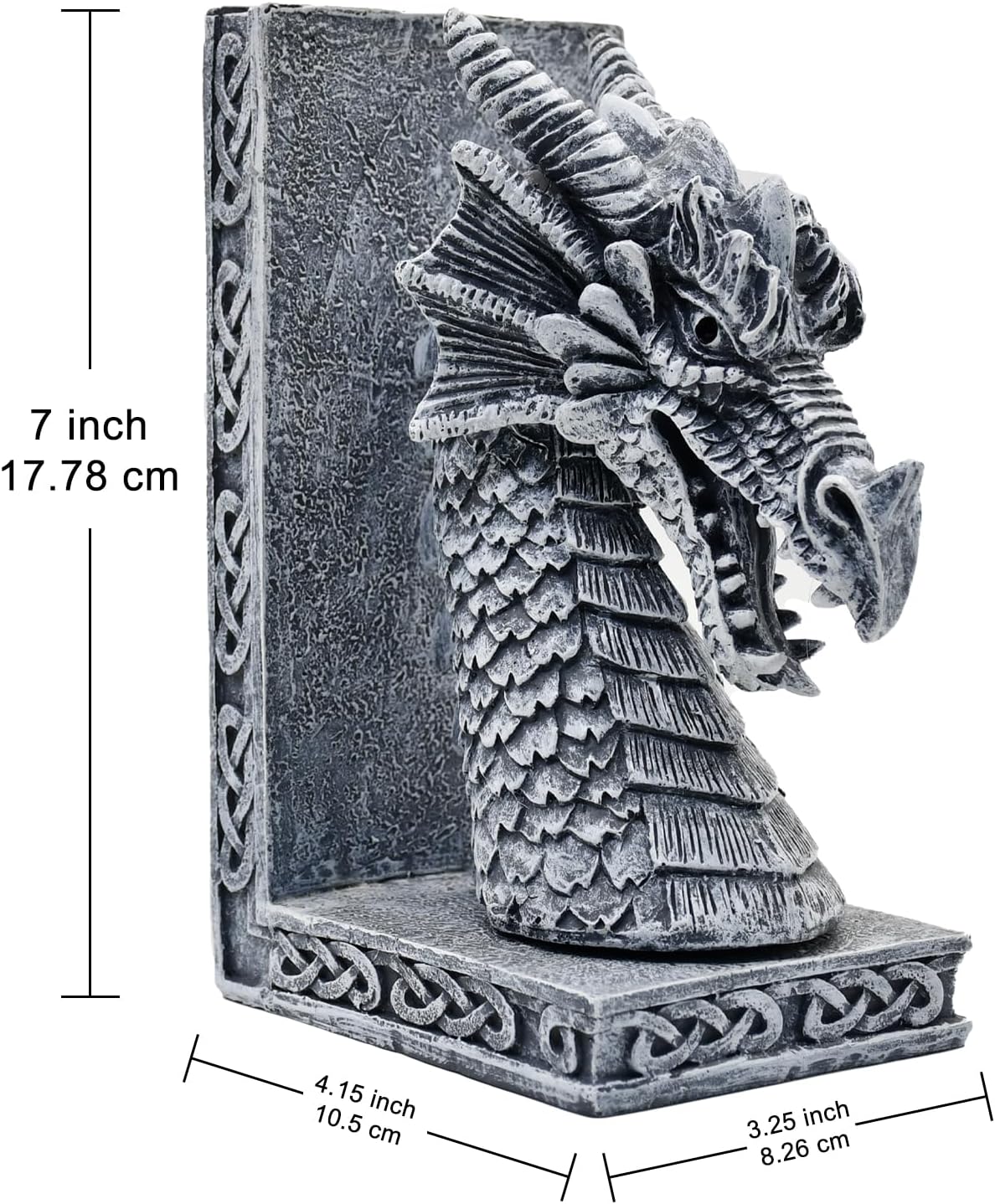 Dragon Bookends / Heavy Book Ends Book Supports / Gray / 4.15 x 3.25 x 7 / Set of 2