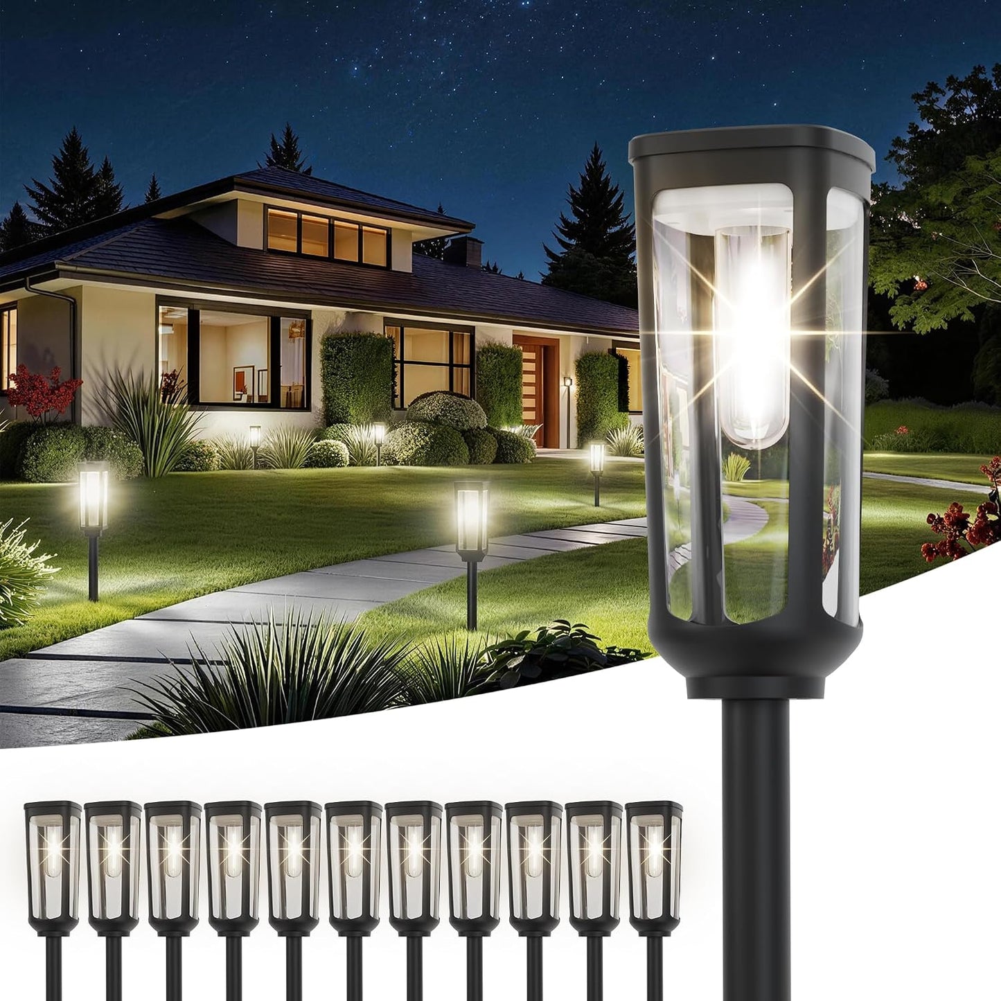 JEJOT Solar Pathway Lights Outdoor Waterproof, 12 Pack Solar Walkway Lights