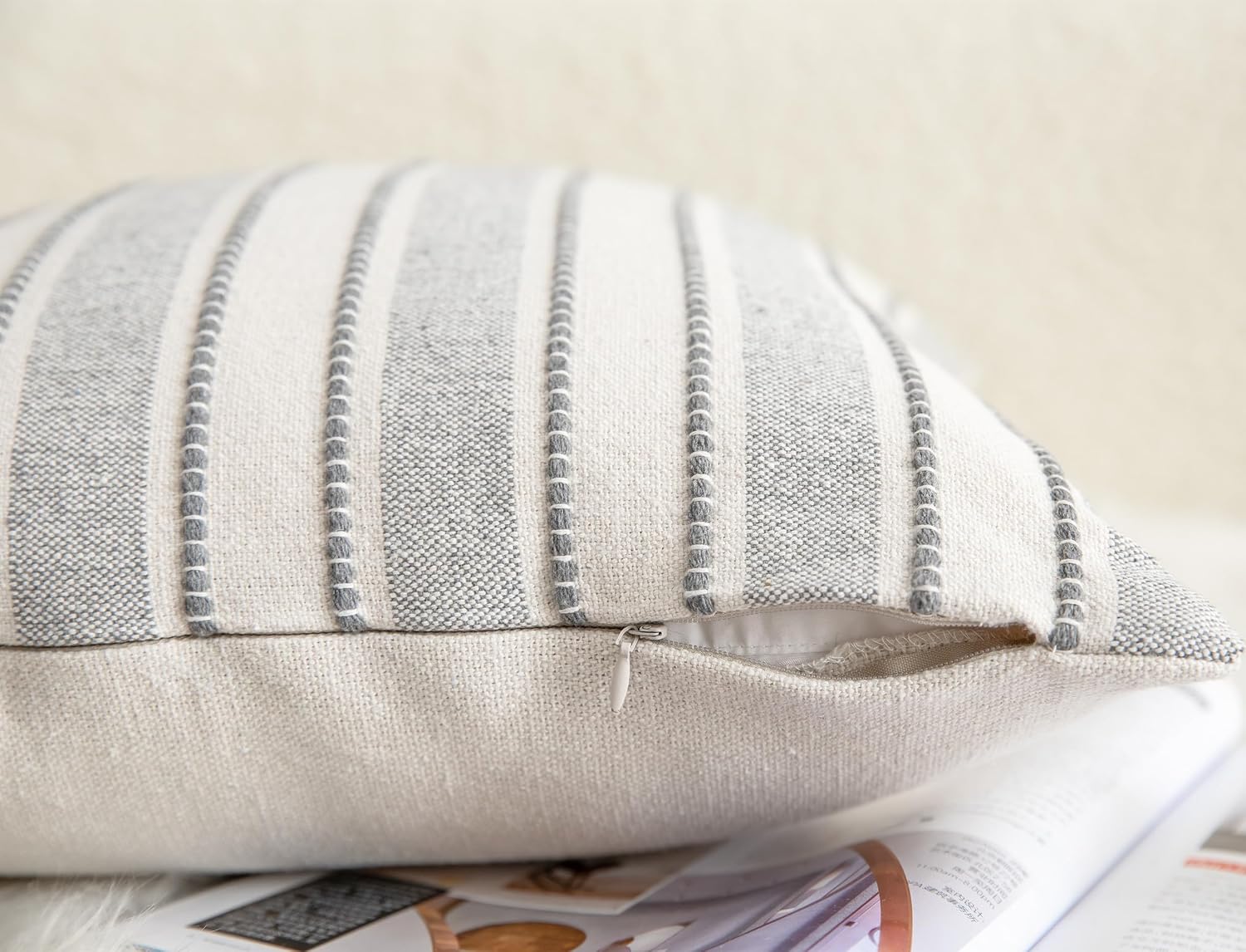 Farmhouse Textured Pillow Case / Grey / 18 x 18 / Set of 2