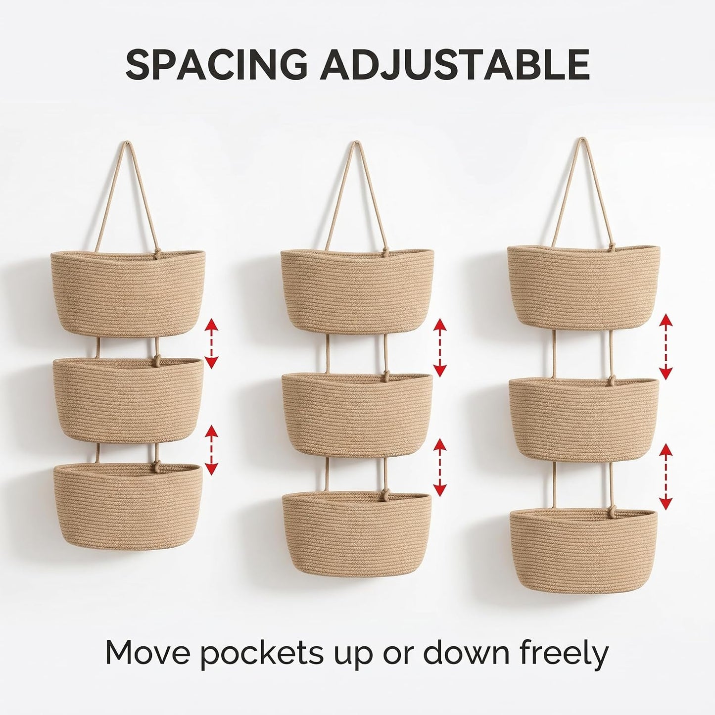 3-Tier Woven Cotton Rope Hanging Basket / Jute