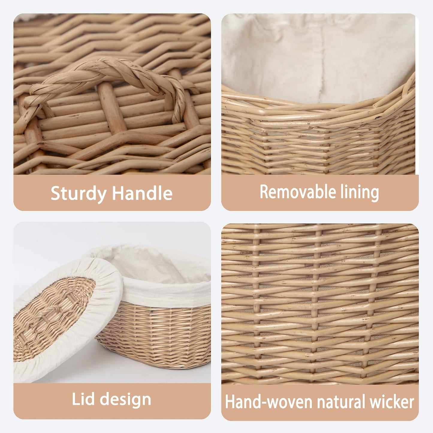 Wicker Bread Basket Serving / Oval