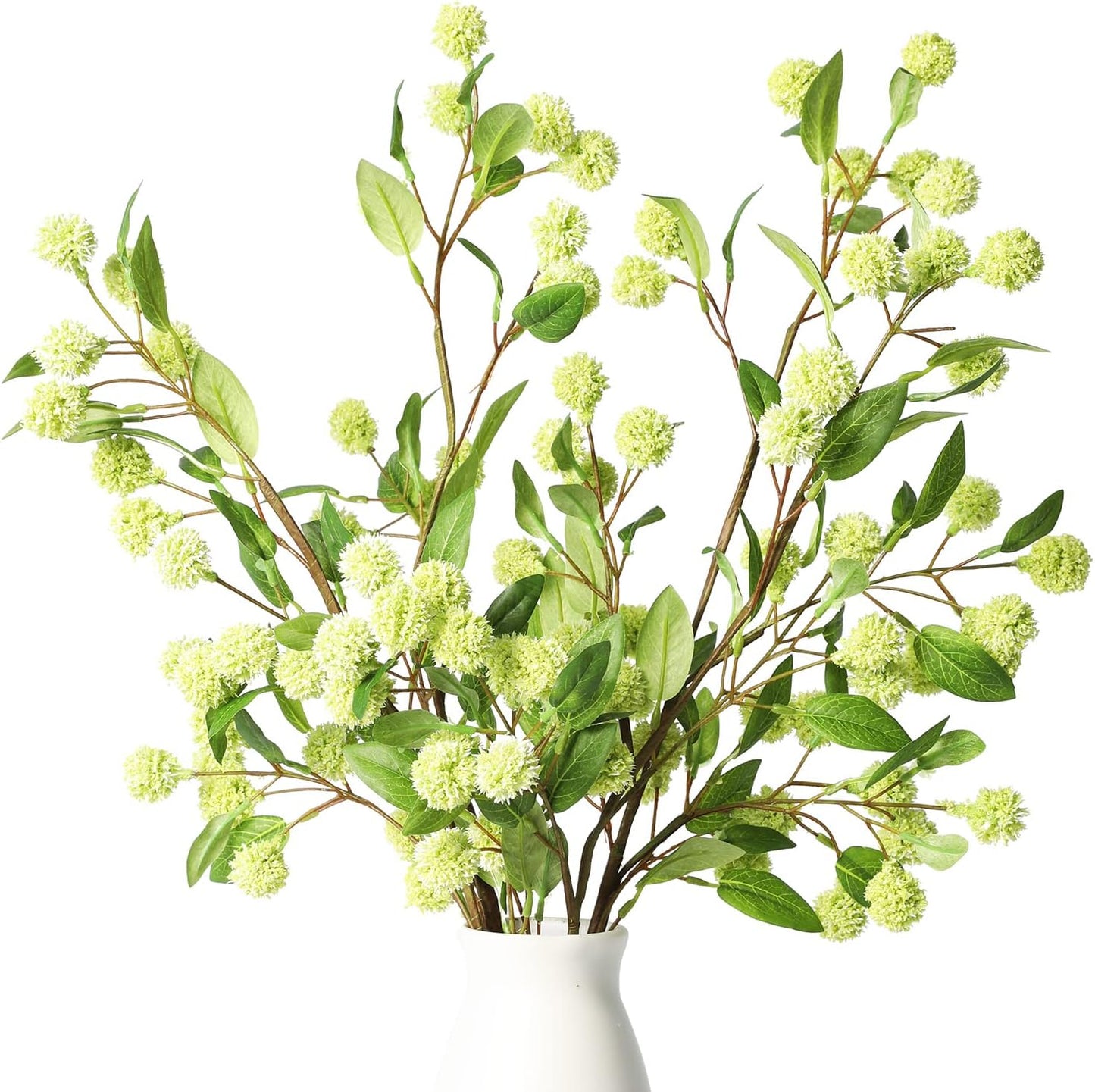 Artificial Plants / 35.4" Green Faux Branches for Vase / White Orchid Fruit / Set of 4