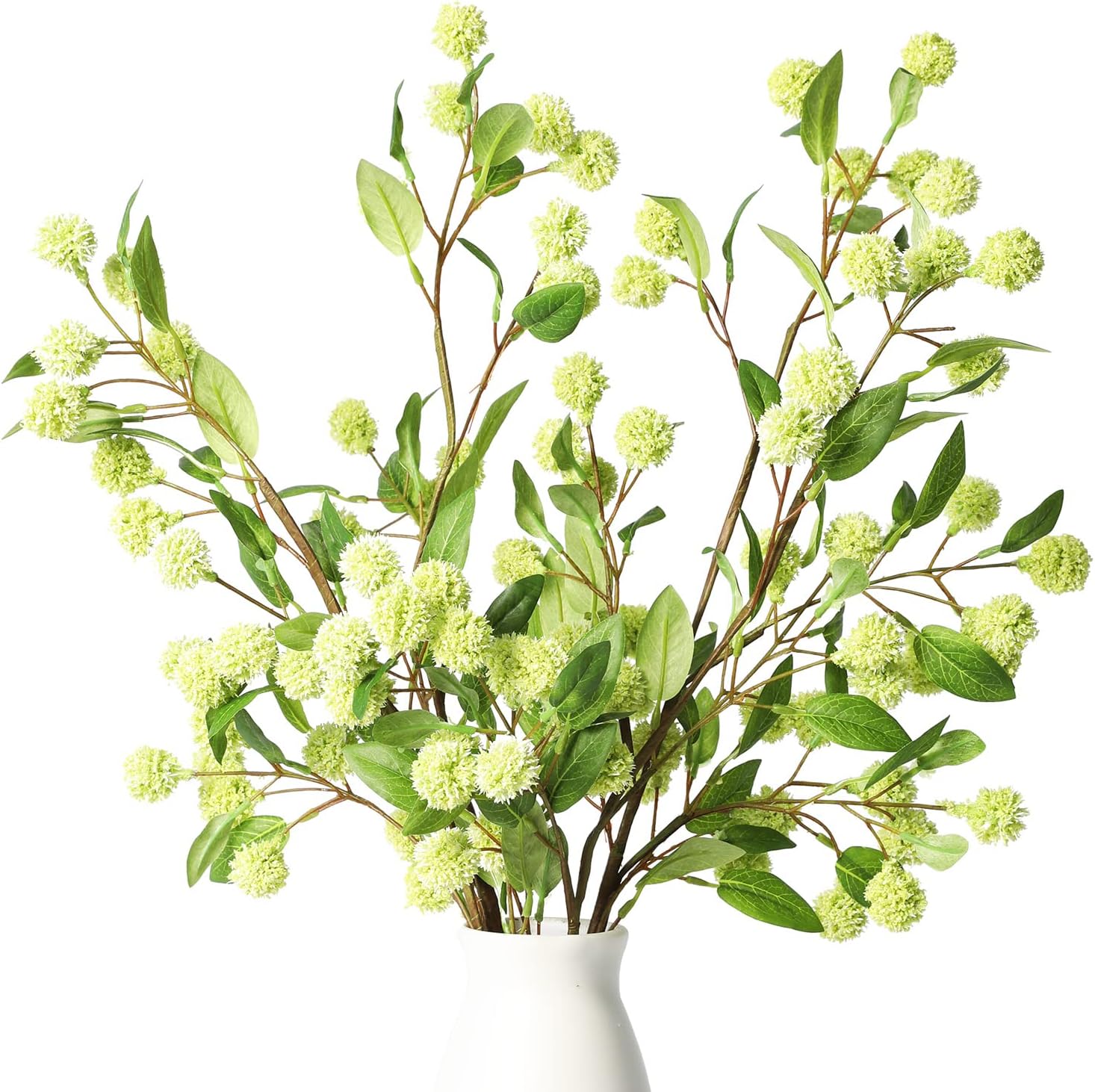 Artificial Plants / 35.4" Green Faux Branches for Vase / White Orchid Fruit / Set of 4