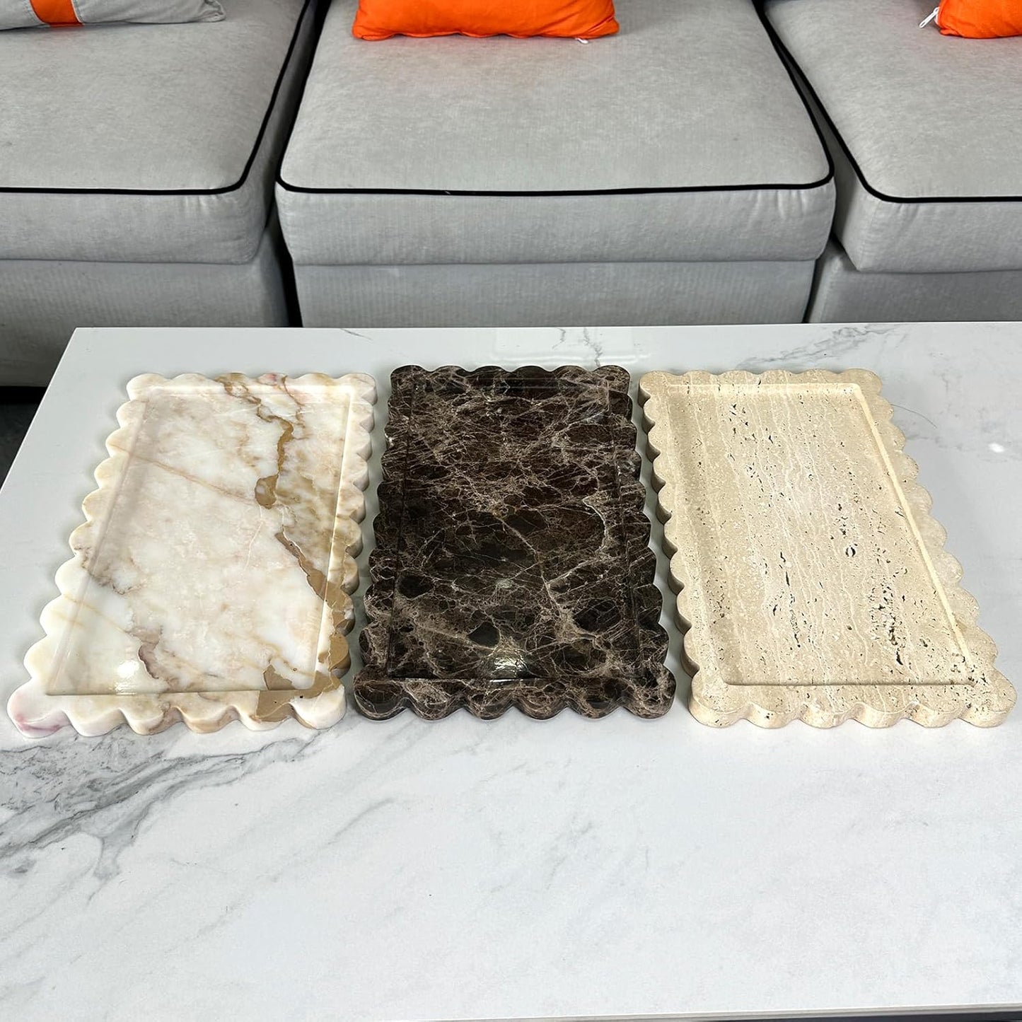 Large Travertine Tray / Beige Travertine / 13.4 x 8