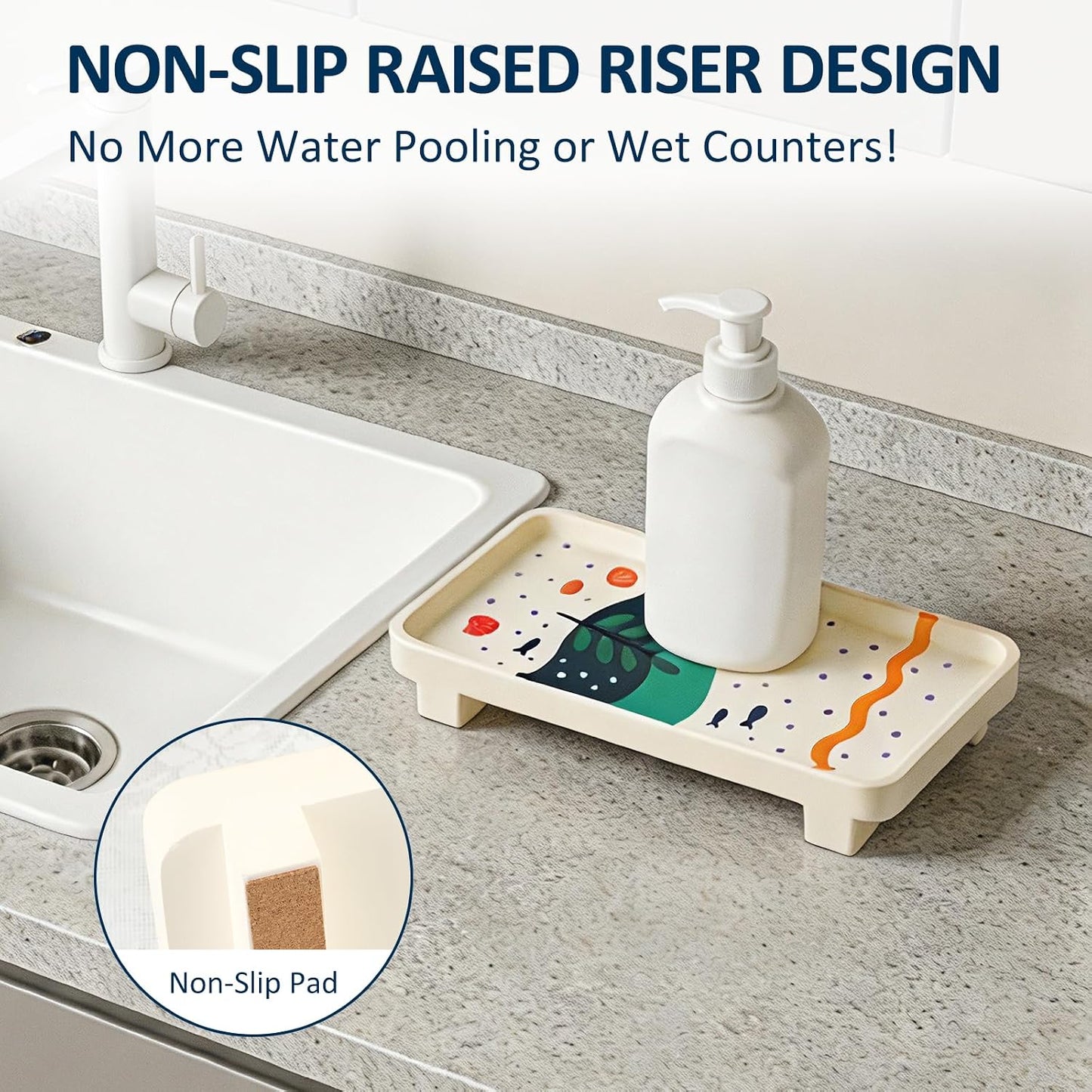 Water-Absorbing Diatomite Sink Tray " Quick-Dry Stone Vanity Riser for Soap / 10 x 4.5