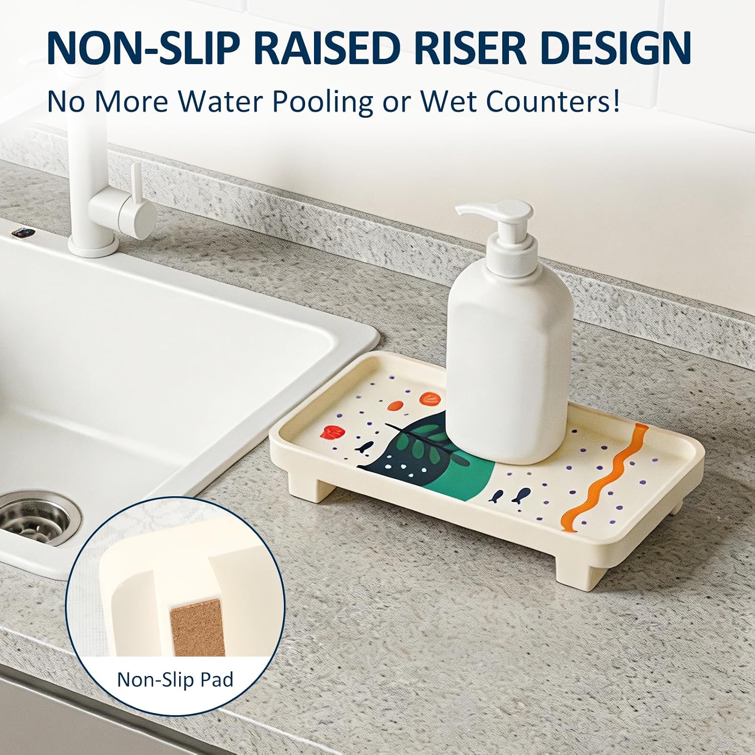 Water-Absorbing Diatomite Sink Tray " Quick-Dry Stone Vanity Riser for Soap / 10 x 4.5