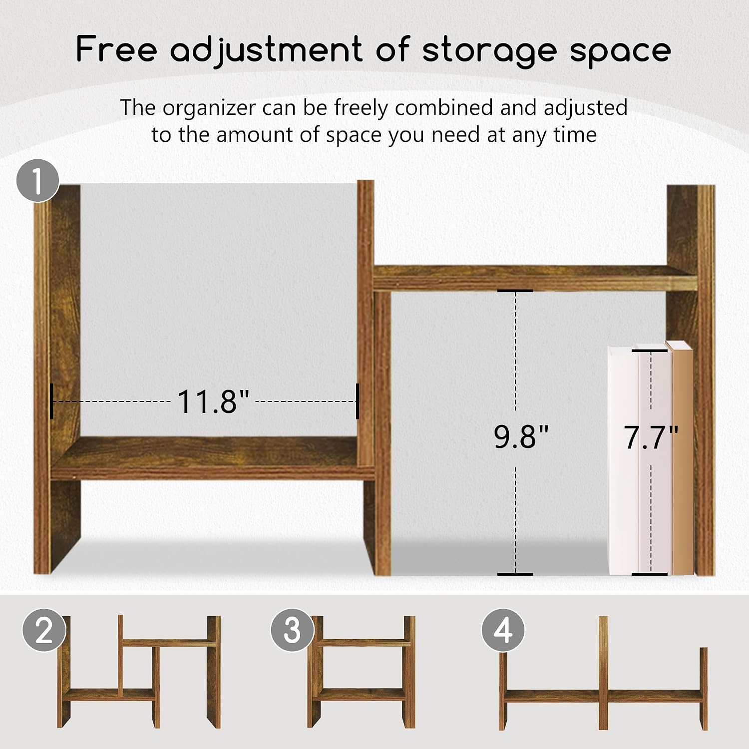 Jerry & Maggie Desktop Organizer Office Storage Rack Adjustable Wood Display Shelf Free Style Double H