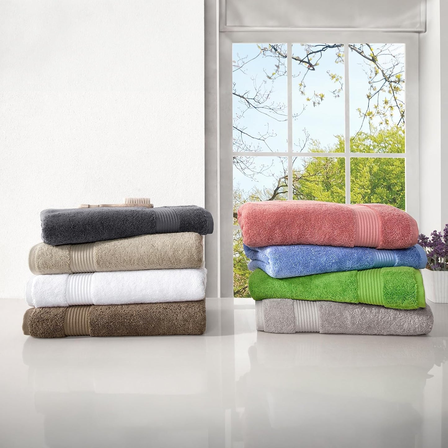 CTT - Luxury 6 Piece Towel Set, 100% Turkish Cotton, Quick Drying, Highly Absorbent & Comfy, Includes 2 Bath Towels, 2