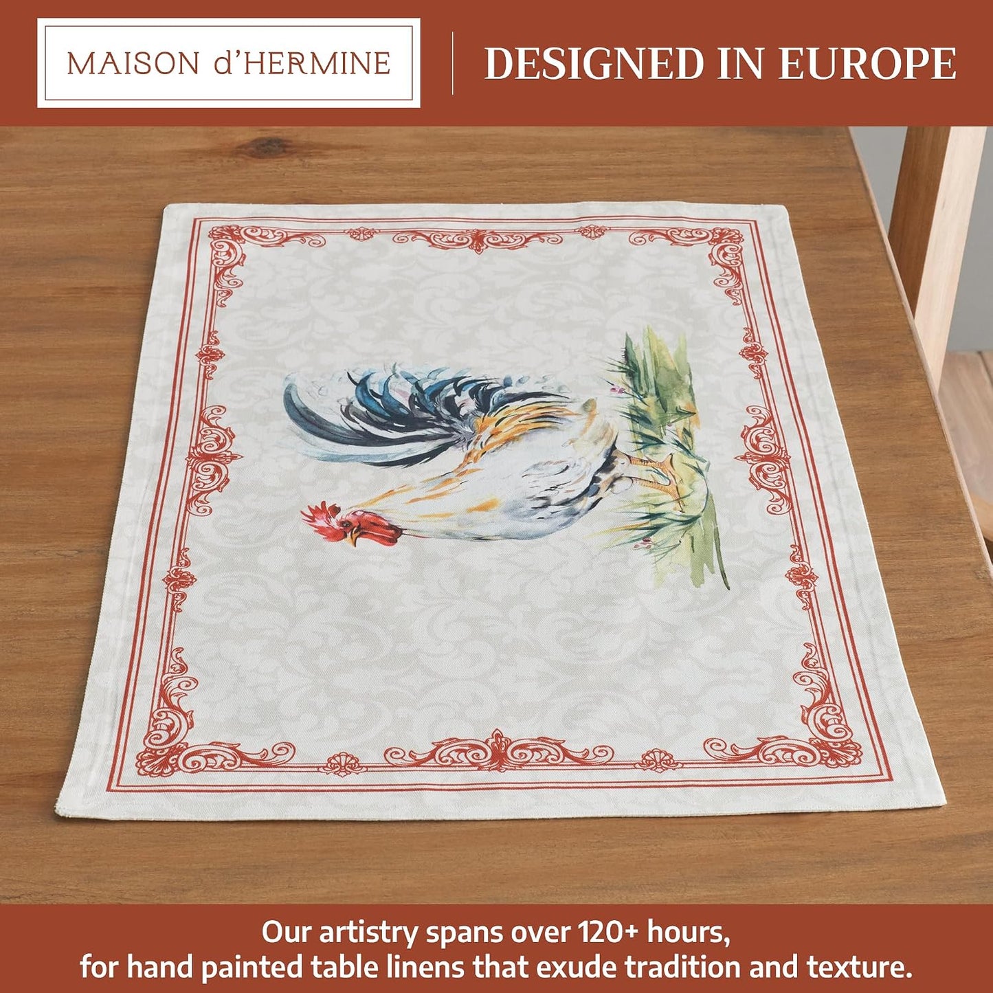Maison d' Hermine Placemats Set of 4 Reusable 100% Cotton (13"x19") | Cloth Place Mats Washable Table Mats for Kitchen