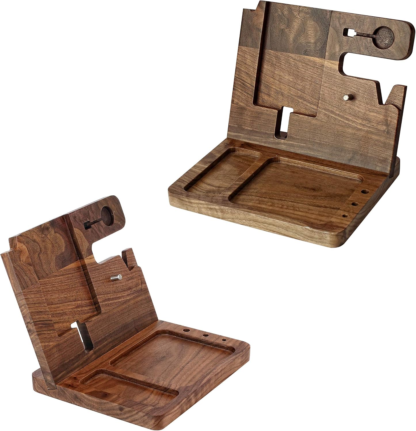 awofer Gifts for Men - Ebony Wood Phone Docking Station - Nightstand with Key Holder, Wallet Stand and Watch Organizer