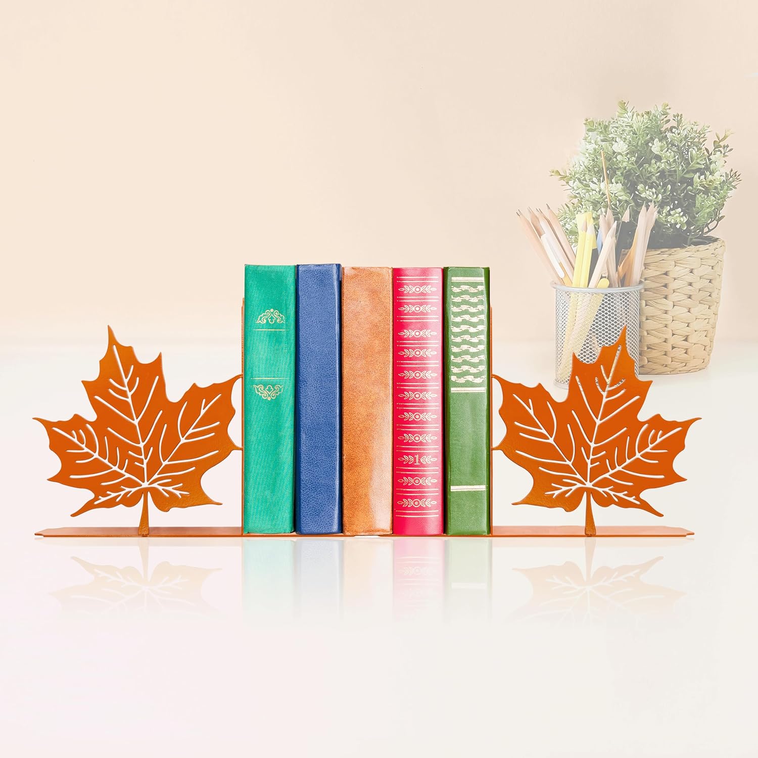 Maple Leaf Decor Bookends Leaves Decor for Fall and Unique Novelty Book Ends for Kids Flower