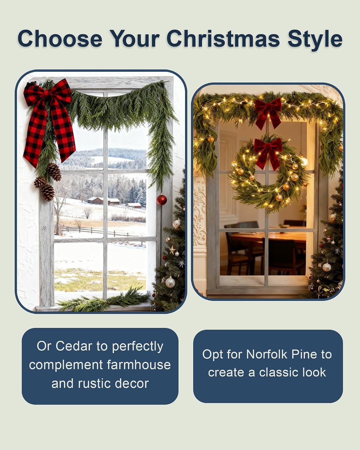 18FT (2 * 9FT) Fluffy Cedar Garland - Extra Long Real Touch Artificial Garland, Full & Soft Faux Greenery for Grand