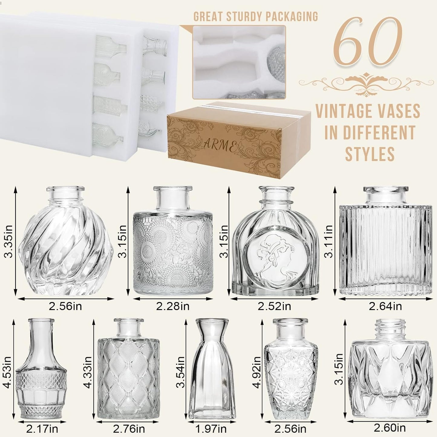 Glass Bud Vase Pcs / Clear / Set of 60
