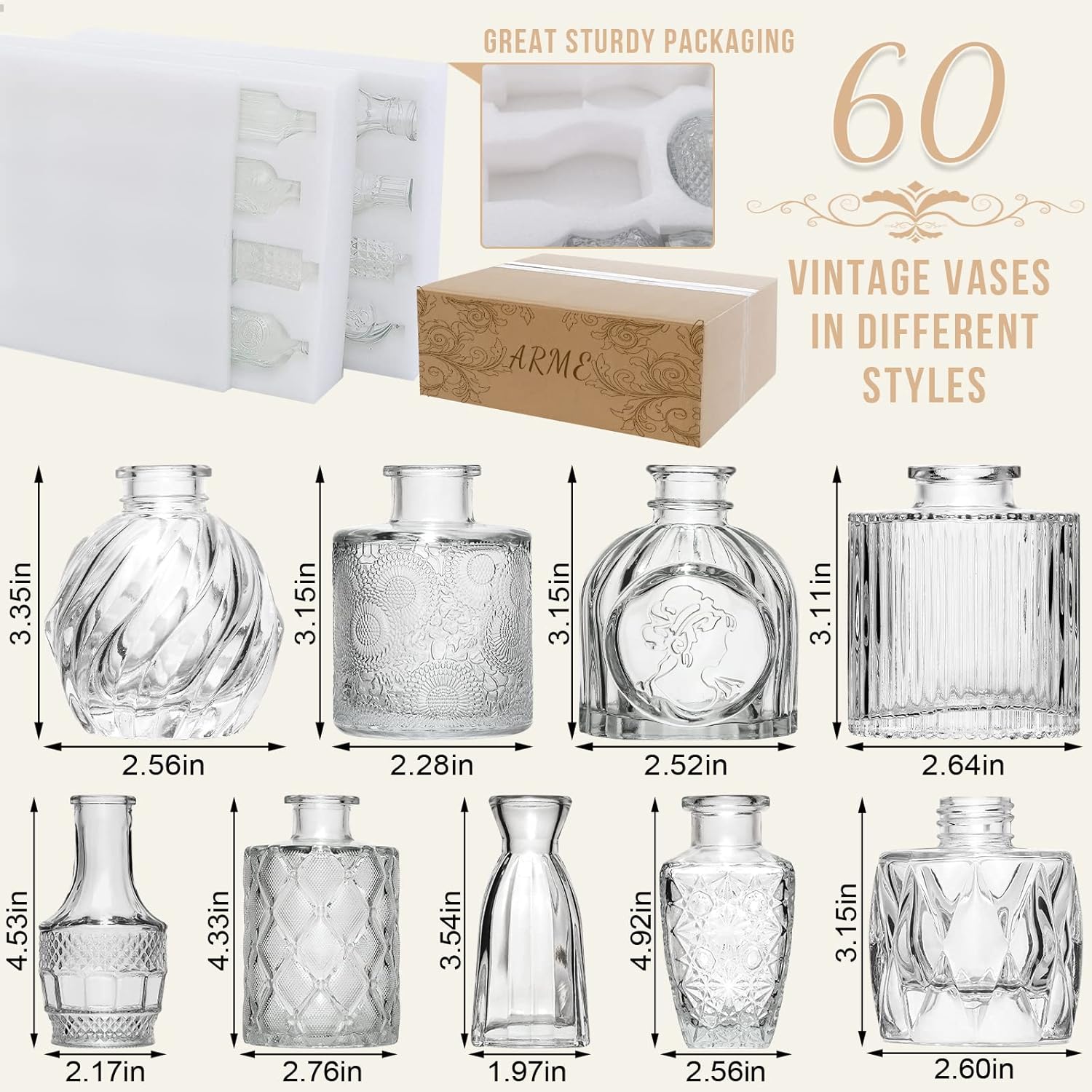 Glass Bud Vase Pcs / Clear / Set of 60