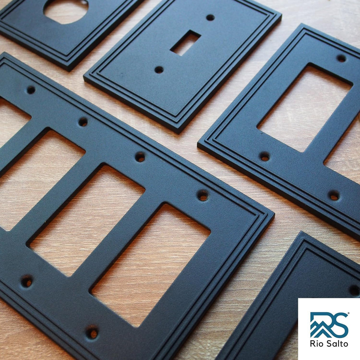 Rio Salto Matte Black Outlet Cover Plates Duplex Receptacle Modern Black Decorative Wall Plates Wall Plate Cover 1-Gang
