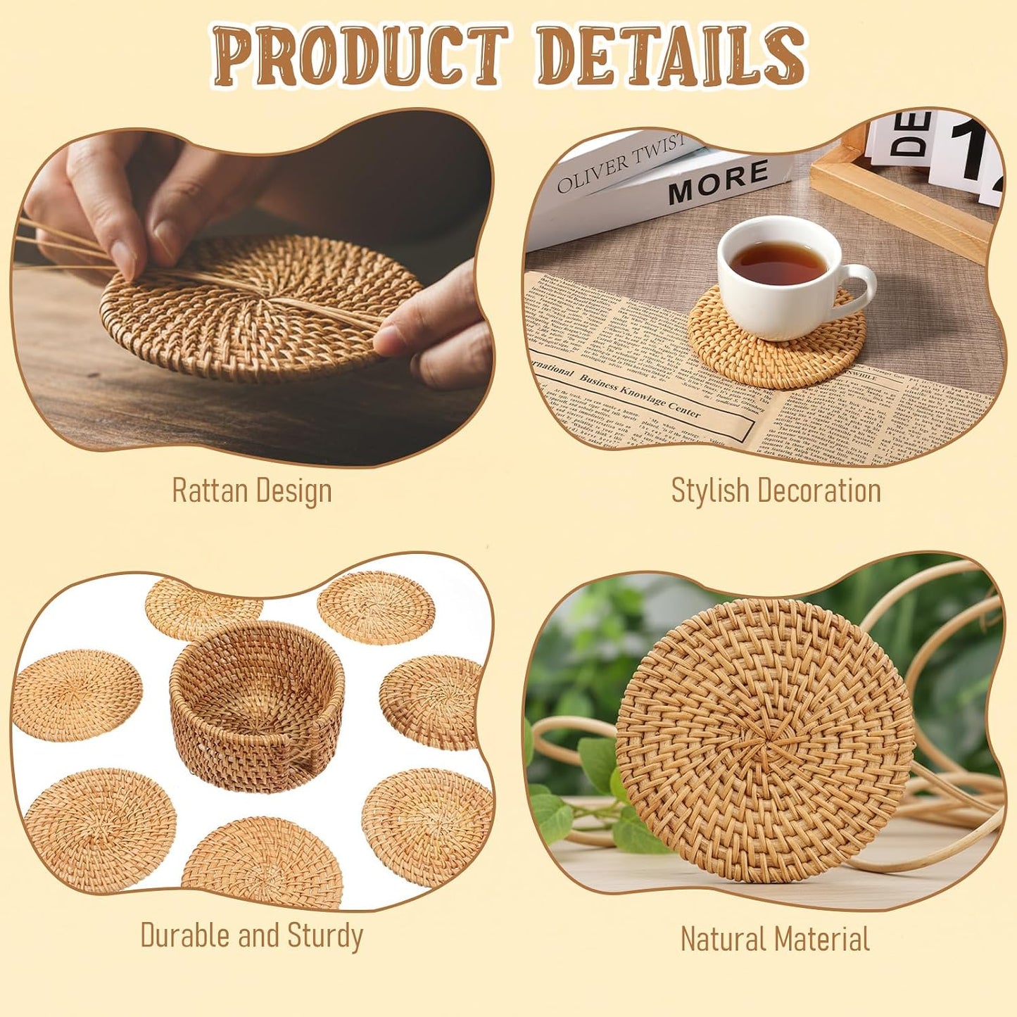 Holder / Heat-Resistant Boho / Natural / 4 Inch / Set of 12