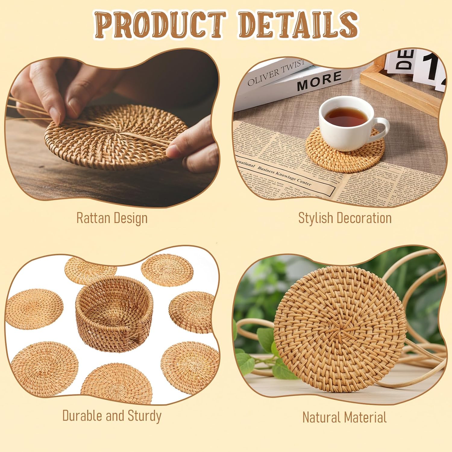 Holder / Heat-Resistant Boho / Natural / 4 Inch / Set of 12