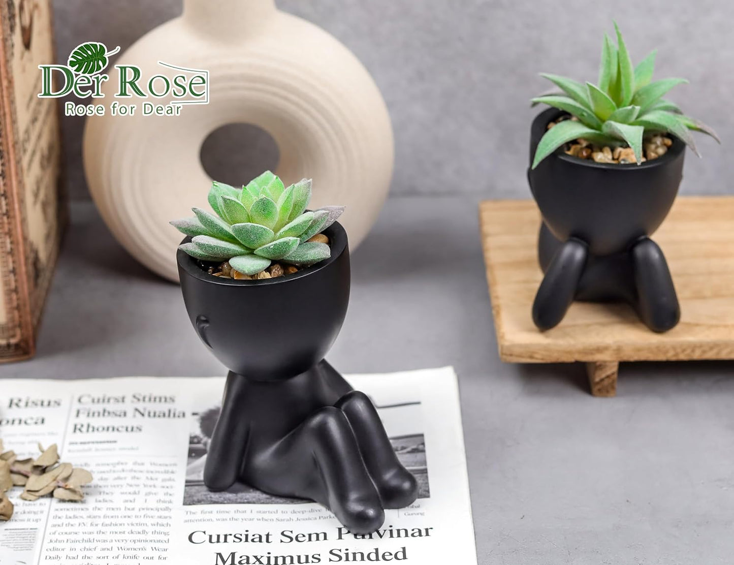 Fake Plants Artificial Succulent Plants / Black / Set of 2
