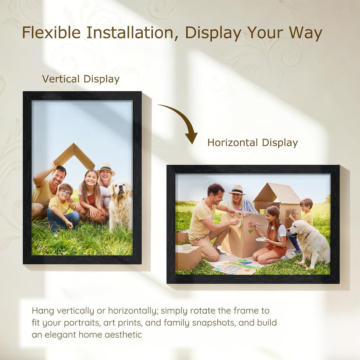 Wiscet 8x12 Picture Frame Set of 16, Black Woodgrain | Photo Frame with HD Plexiglass, for Wall or Tabletop Display