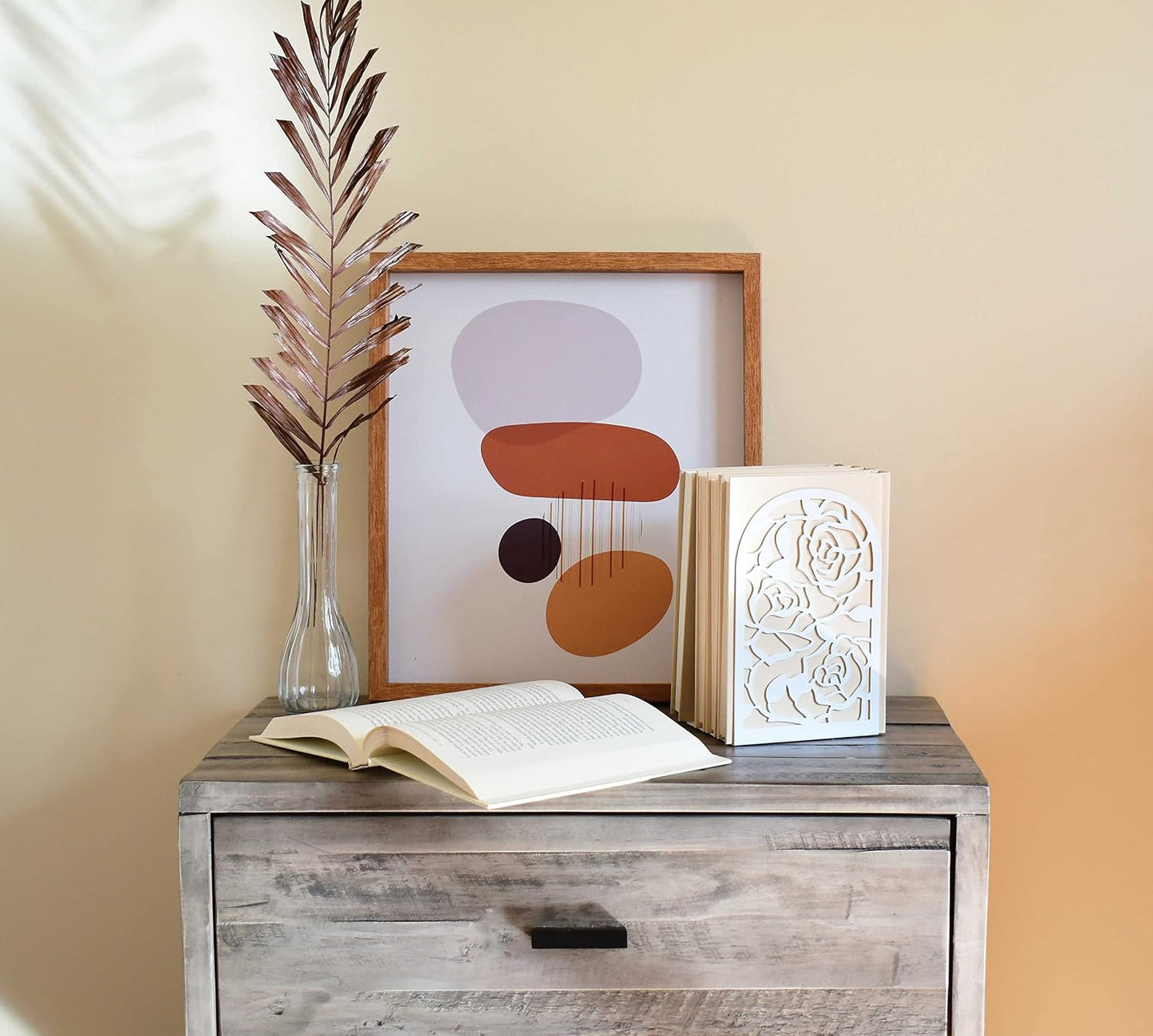 Book Stopper Metal Book Ends / Rose White