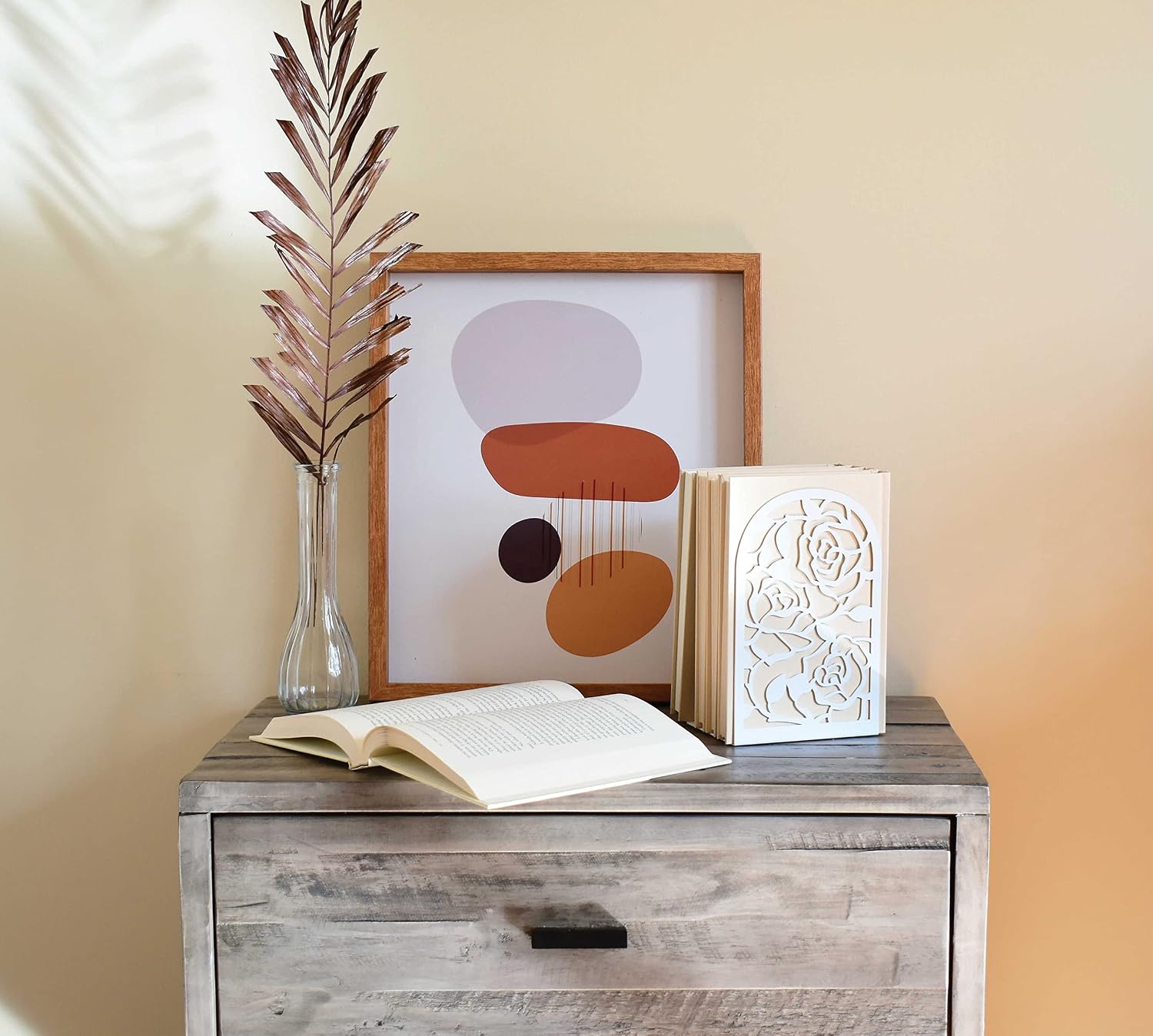 Book Stopper Metal Book Ends / Rose White