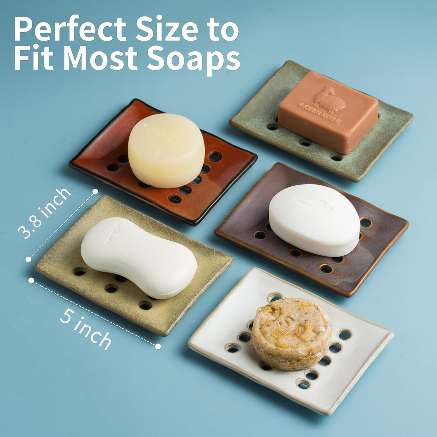Bar Soap Holder to Lift and Keep Dry / Green / with Drain Holes
