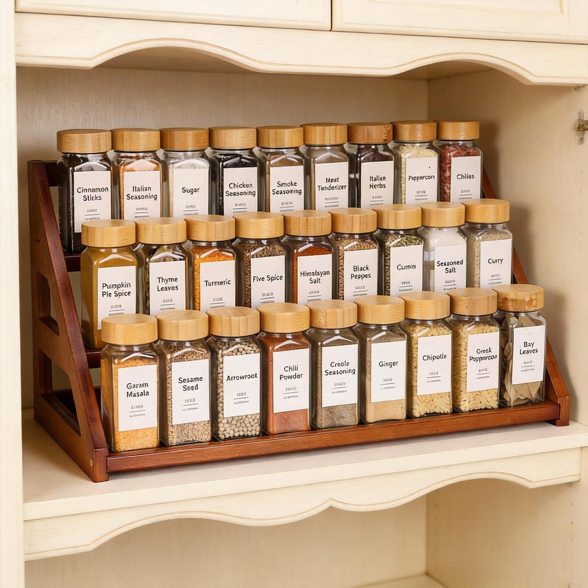 Bamboo 3 Tier Spice racks, Kitchen Seasoning Spices Rack, Spice Organizer, Suitable for Spice Organizers Such as
