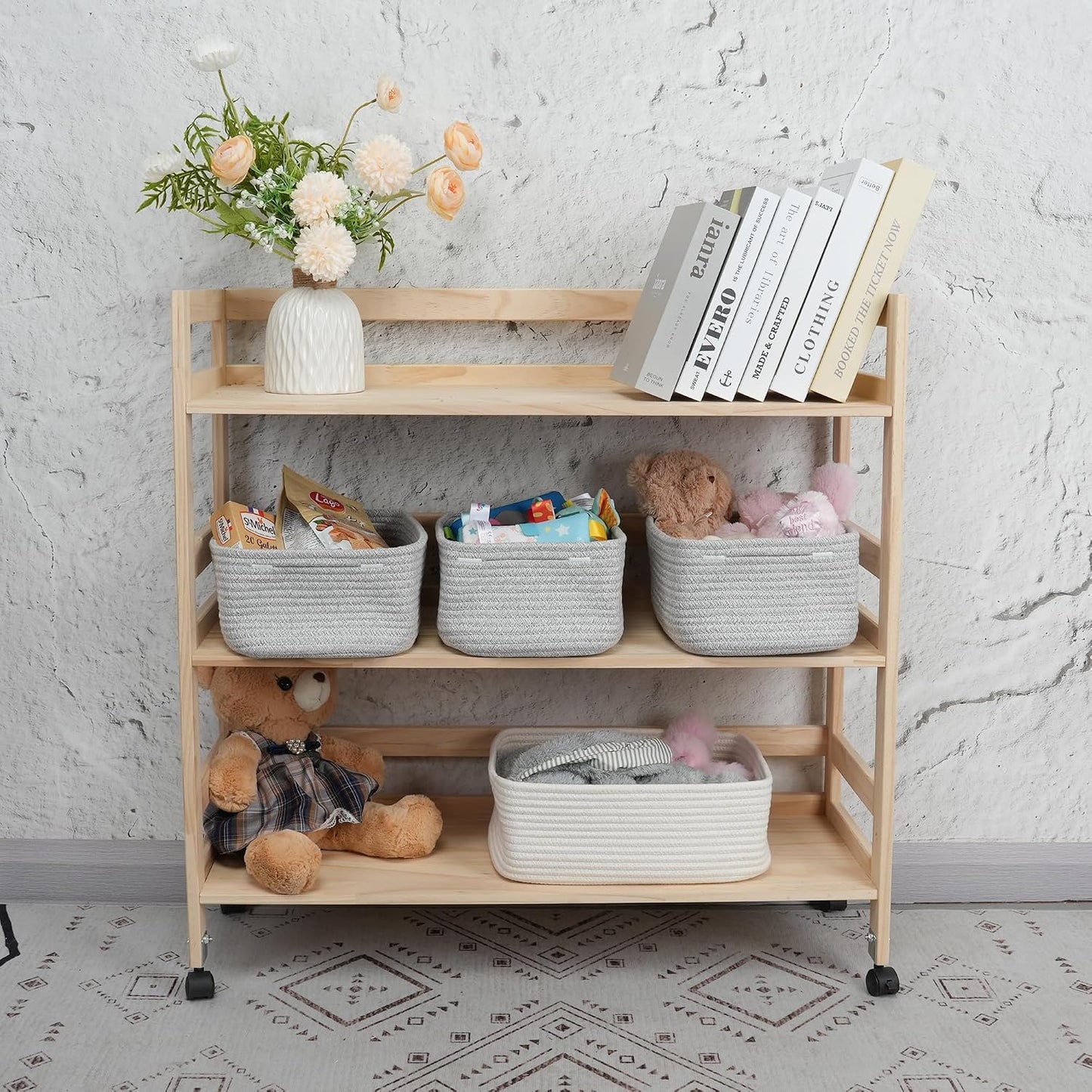 Small Woven Storage Baskets " Decorative Rope Bins for Organizing / Grey / Regular / 12 x 8 x 5