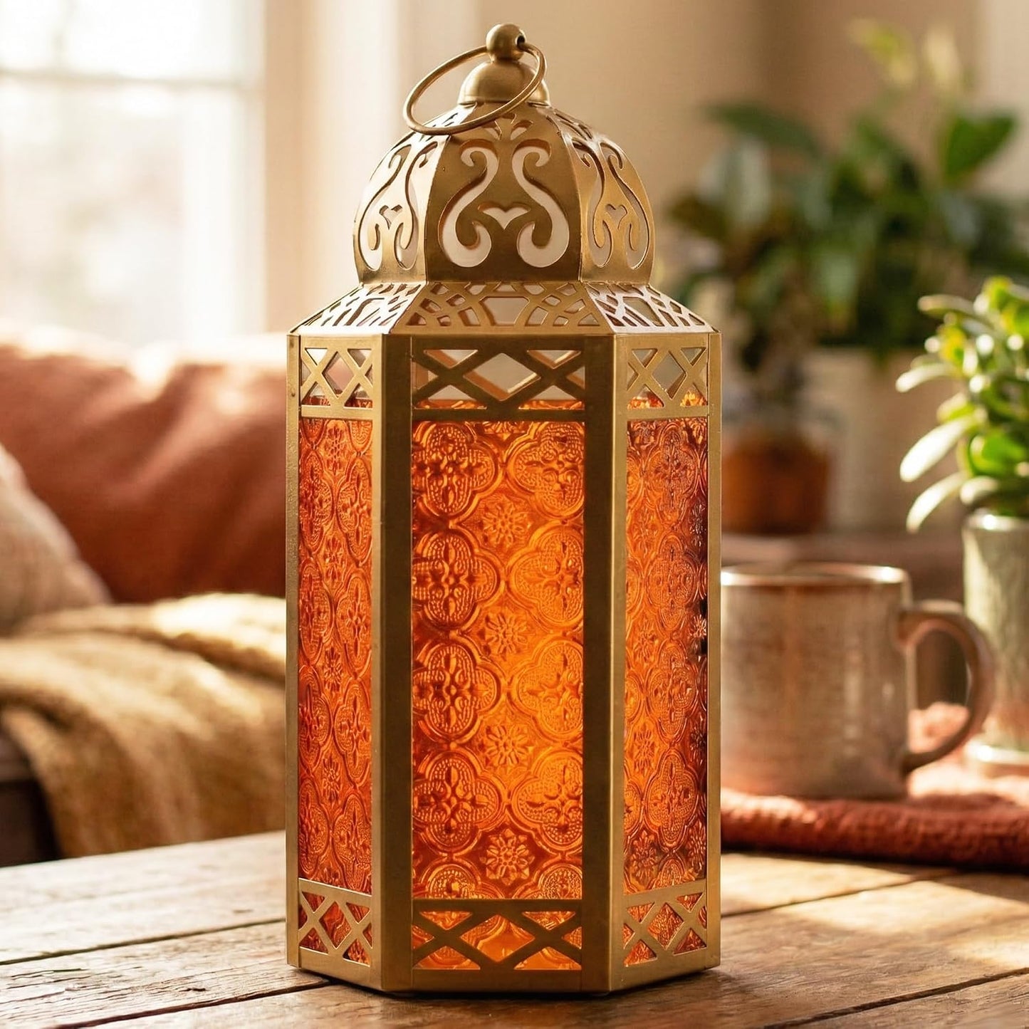 VELA LANTERNS 6-Pack Gold Metal Moroccan Decorative Candle Lantern Holder for Hanging or Table Centerpieces, Exotic