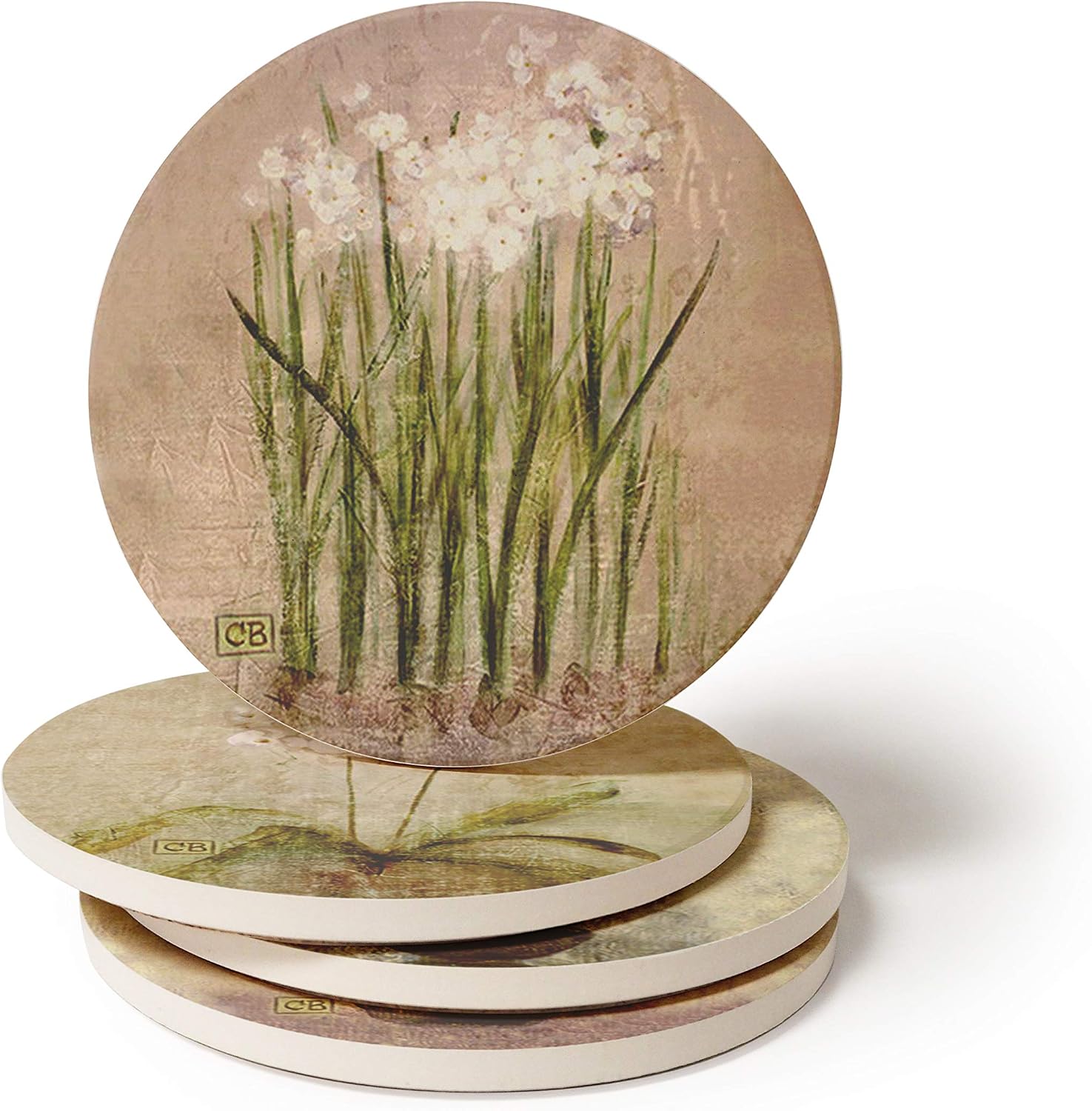 Subtle Flowers Absorbent Coasters / Set of 4