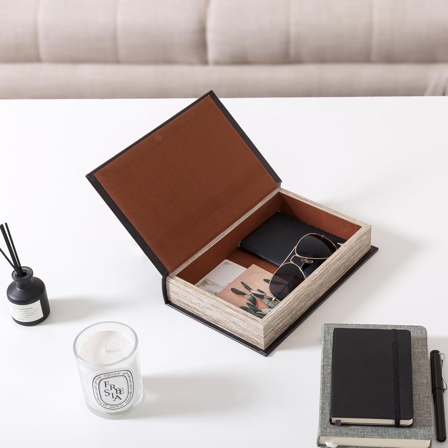 Faux Book Storage Box / Black Moon / 10 x 6.7 x 1.8