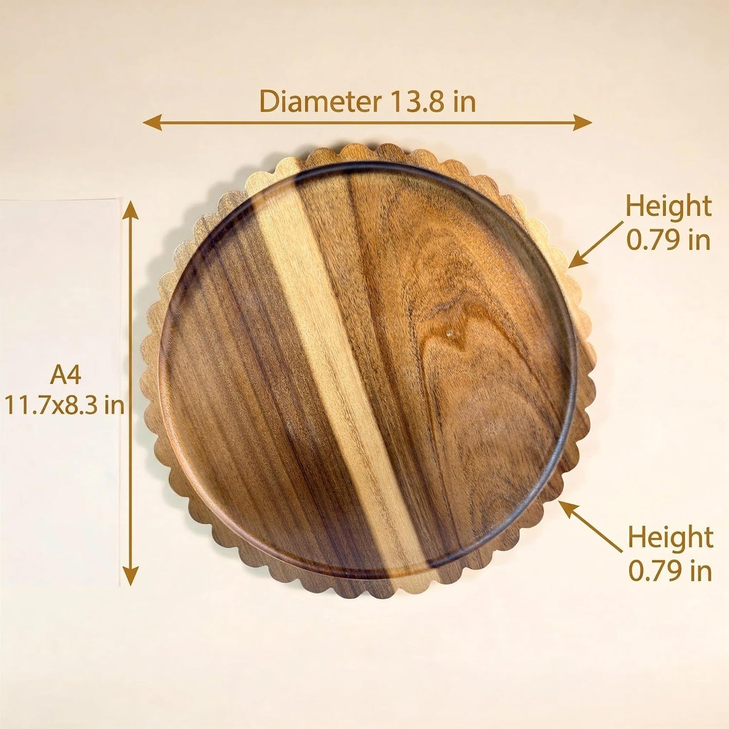Wooden Decorative Tray / 13.8 / 13.8 Inch