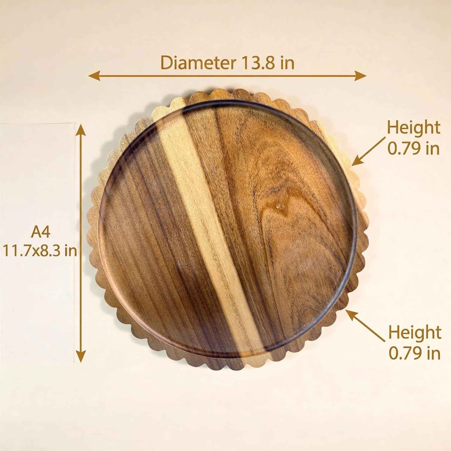 Wooden Decorative Tray / 13.8 / 13.8 Inch