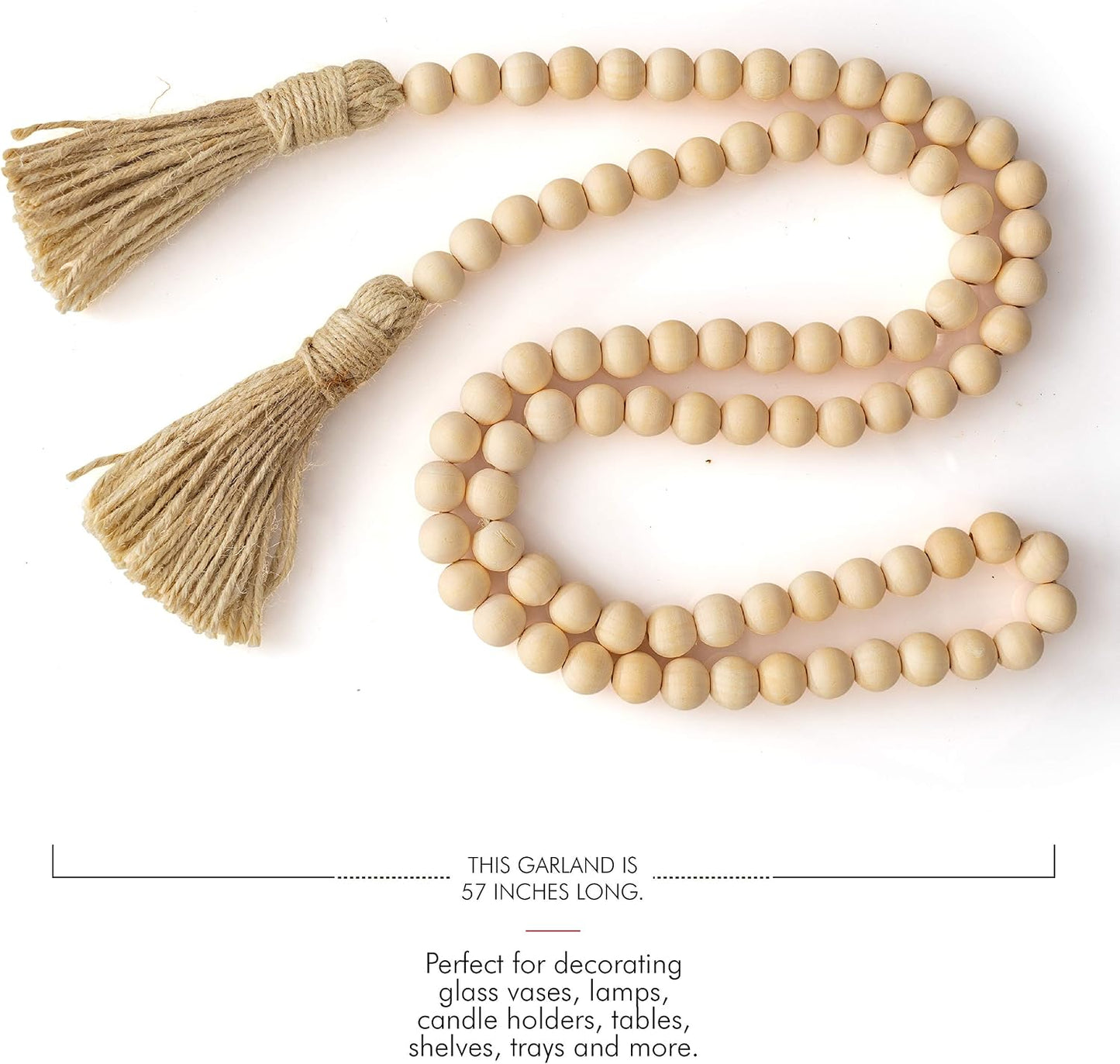 Farmhouse Beads Wooden Garland- Wood Prayer Bead Garland
