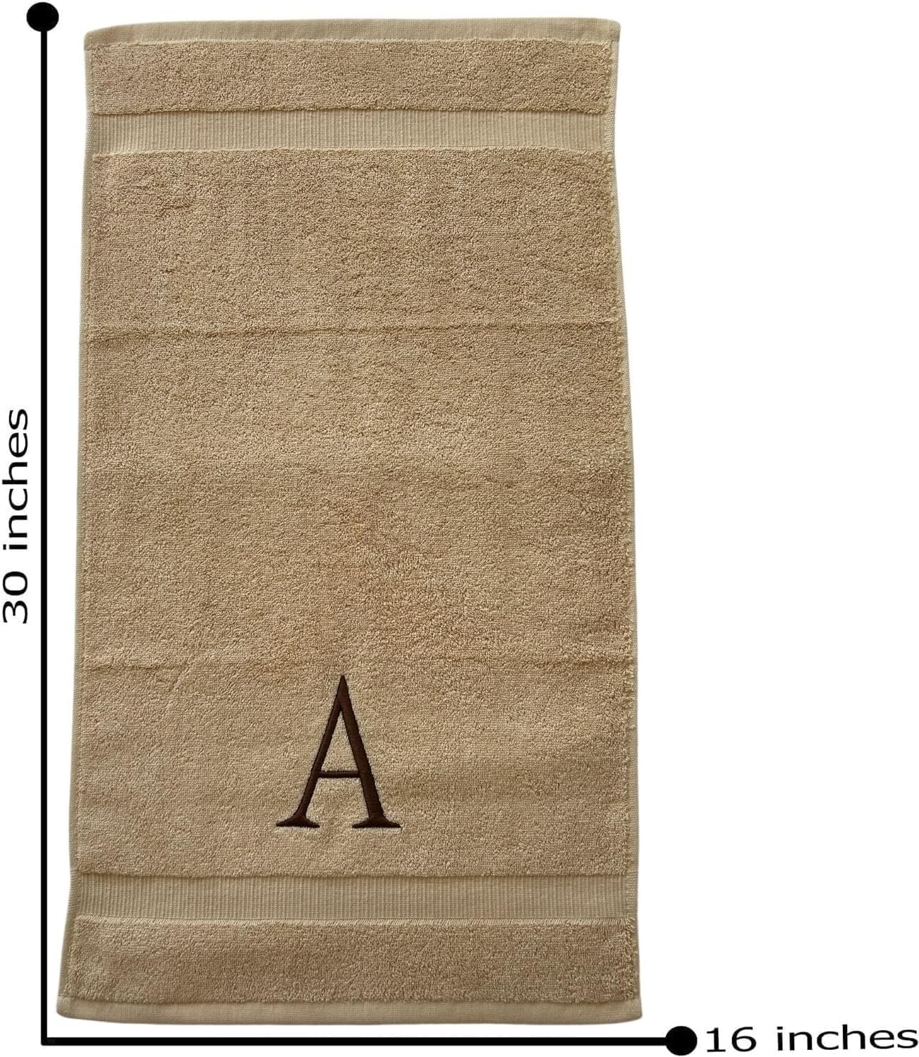 Beige with Brown Monogrammed Hand Towels for Bathroom - Set of 2 Letter G | Luxury Hotel Quality Initial Towels For