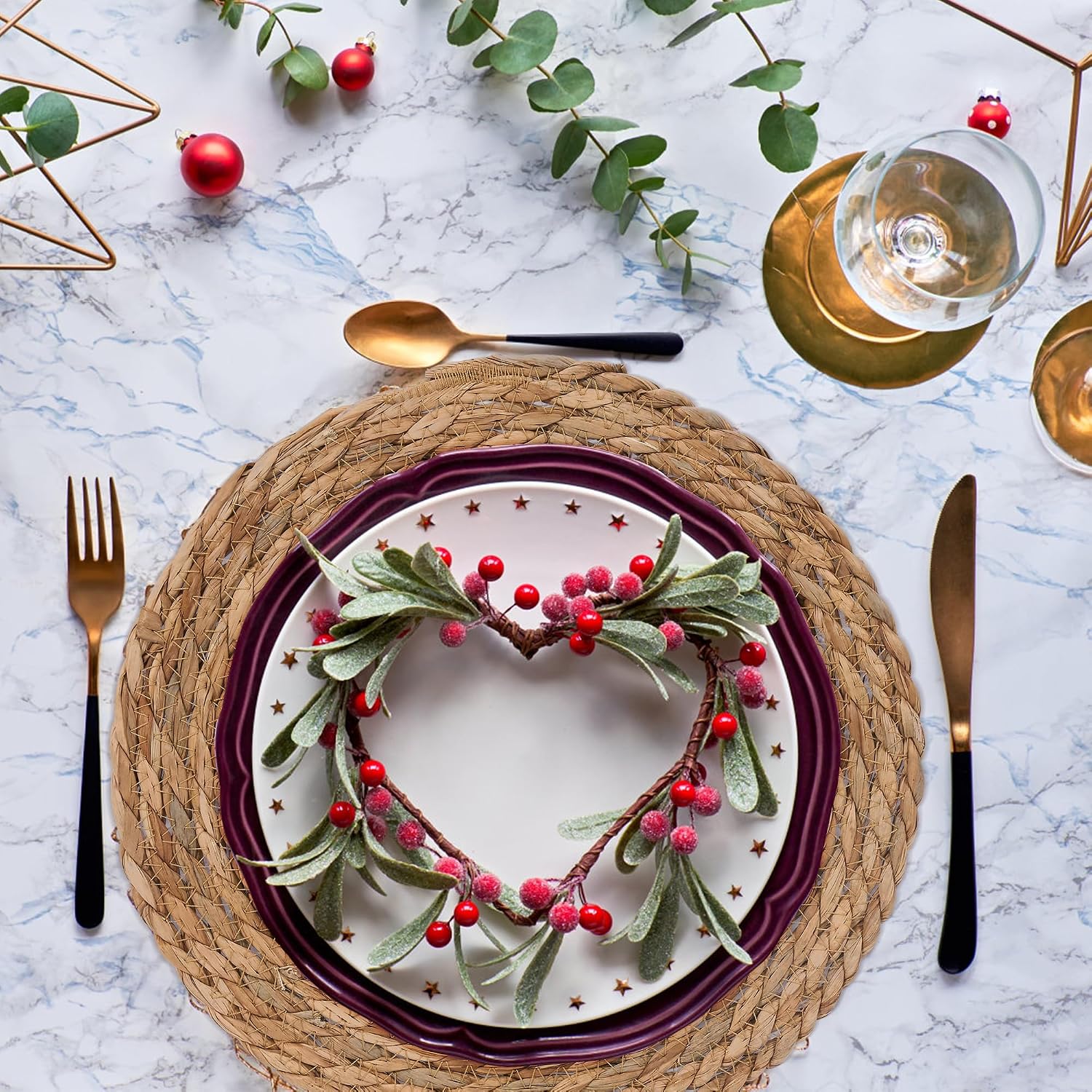 13.5'' Round Woven Placemats Set of 10, Boho Rattan Chargers for Dinner Plates, Round Rattan Placemats,for Dining