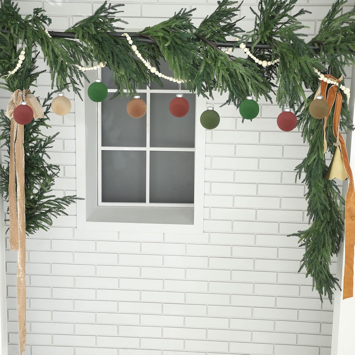 1 Pcs 12 Feet Christmas Artificial Deluxe Norfolk Pine Garlands Realistic Norfolk Pine Faux Greenery Garlands for