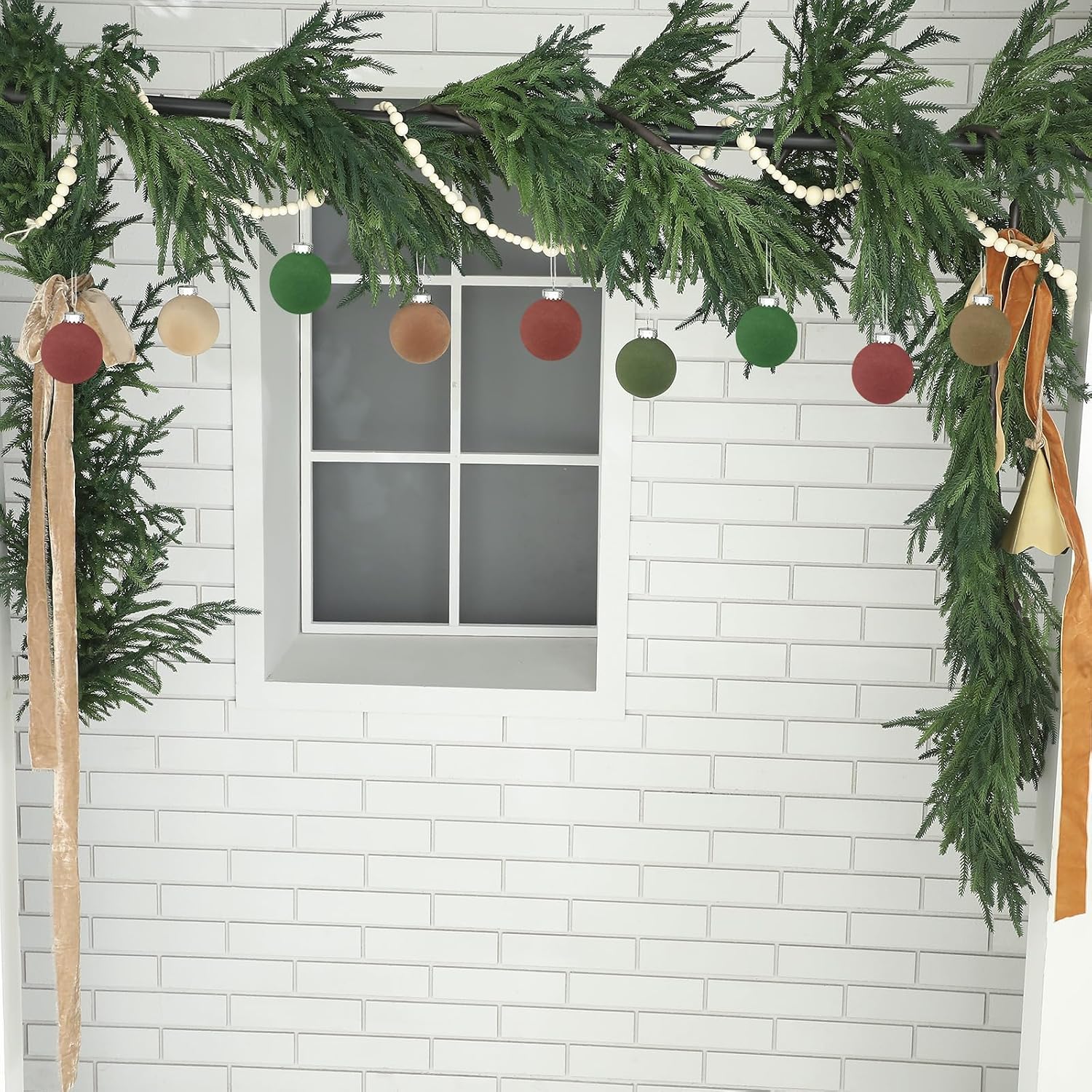1 Pcs 12 Feet Christmas Artificial Deluxe Norfolk Pine Garlands Realistic Norfolk Pine Faux Greenery Garlands for