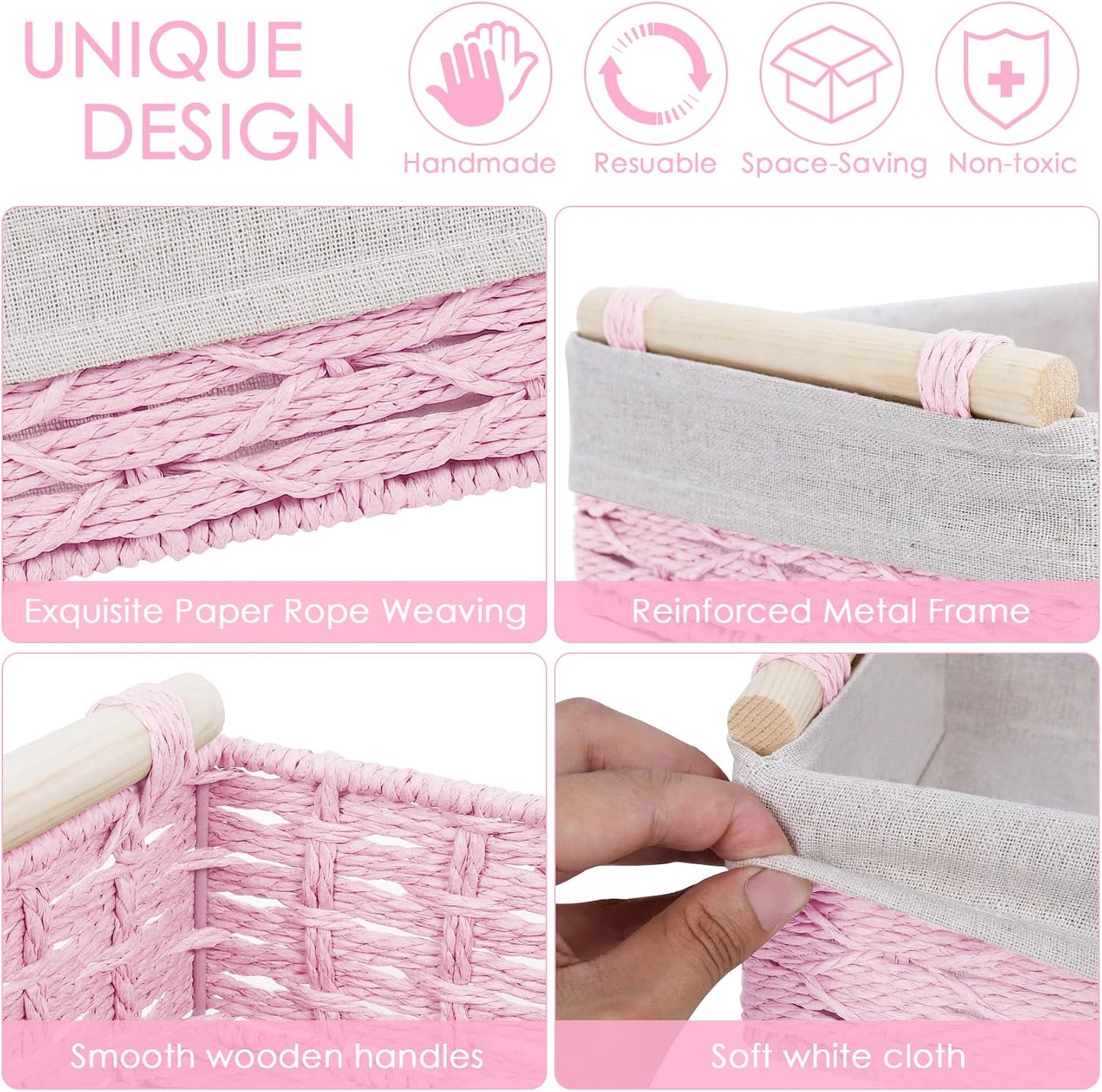 Wicker Storage Basket / Pink