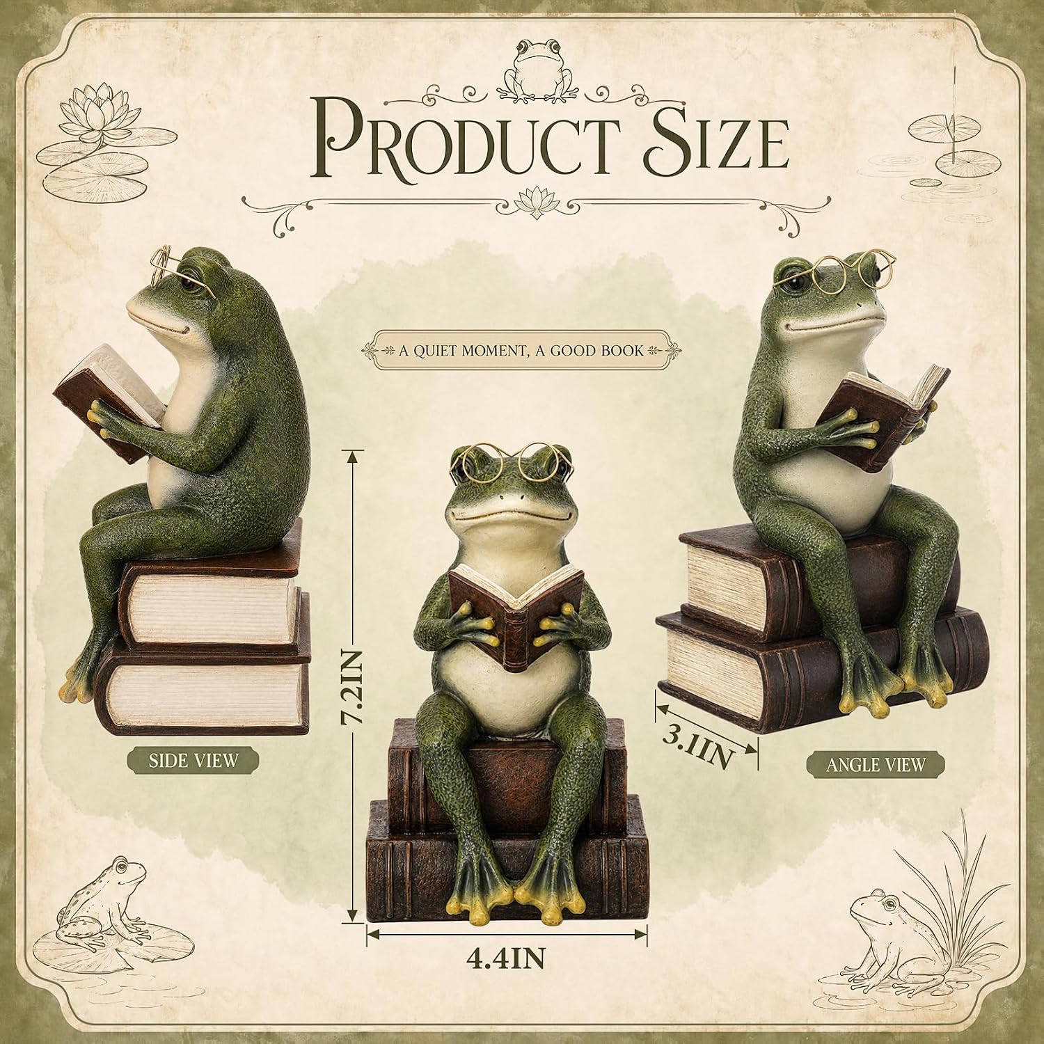 Frog Decorative Bookend 7.2'' Heavy Duty Book End Frog Book Stopper