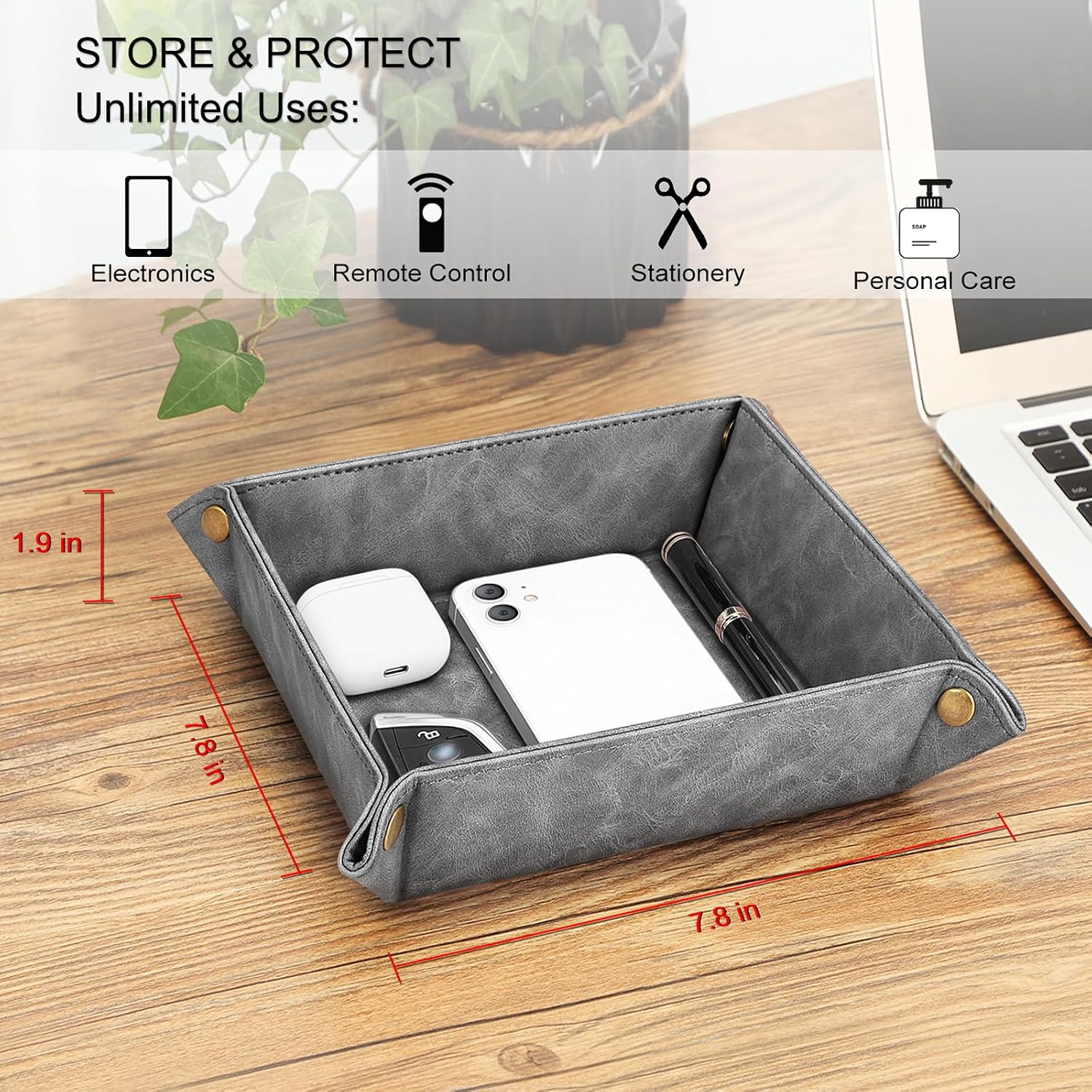 Valet Tray Desktop Storage Organizer / Gray
