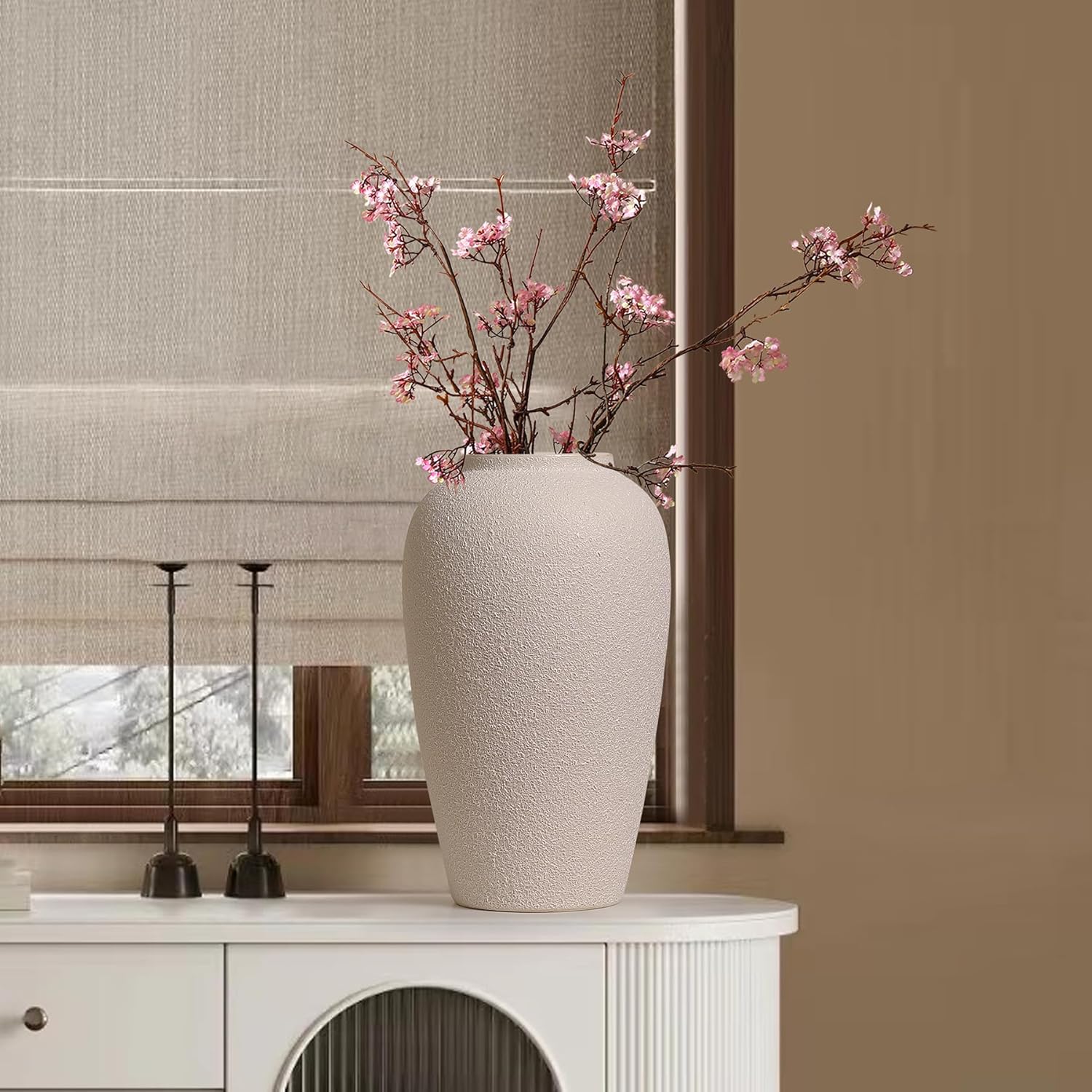White Ceramic Vase / Cream White-11.83