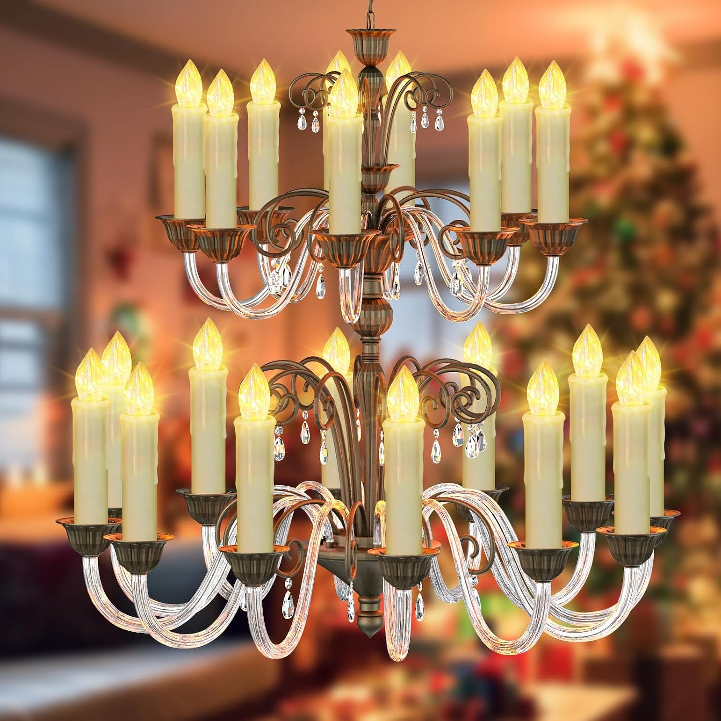 PChero Window Candles Battery Operated with Timer Remote, 20 Pcs | Christmas Flameless Candles, Waterproof Flickering